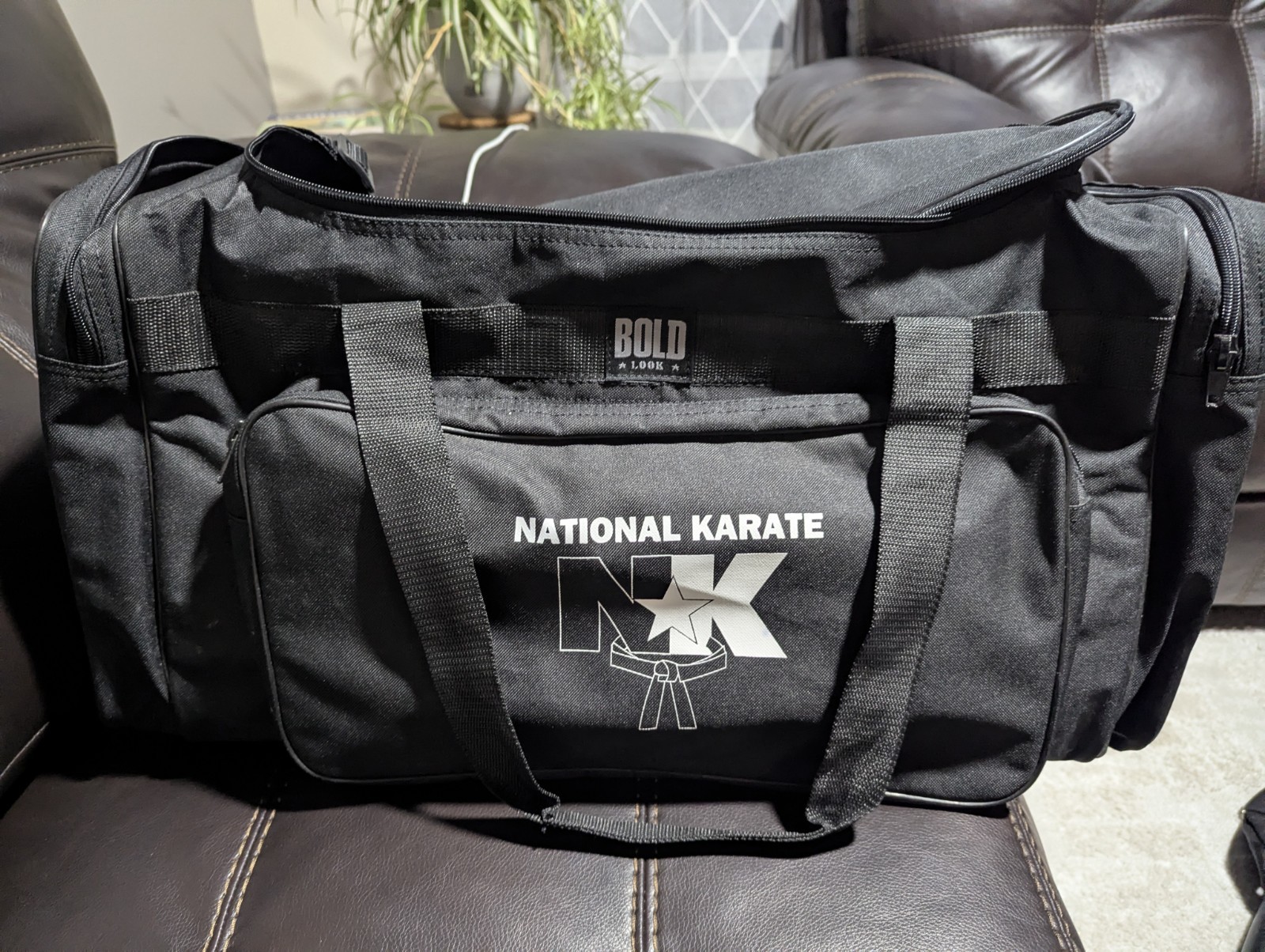 Nationals Karate Sports Duffle Bag with Mesh and Valuables Pockets – Black