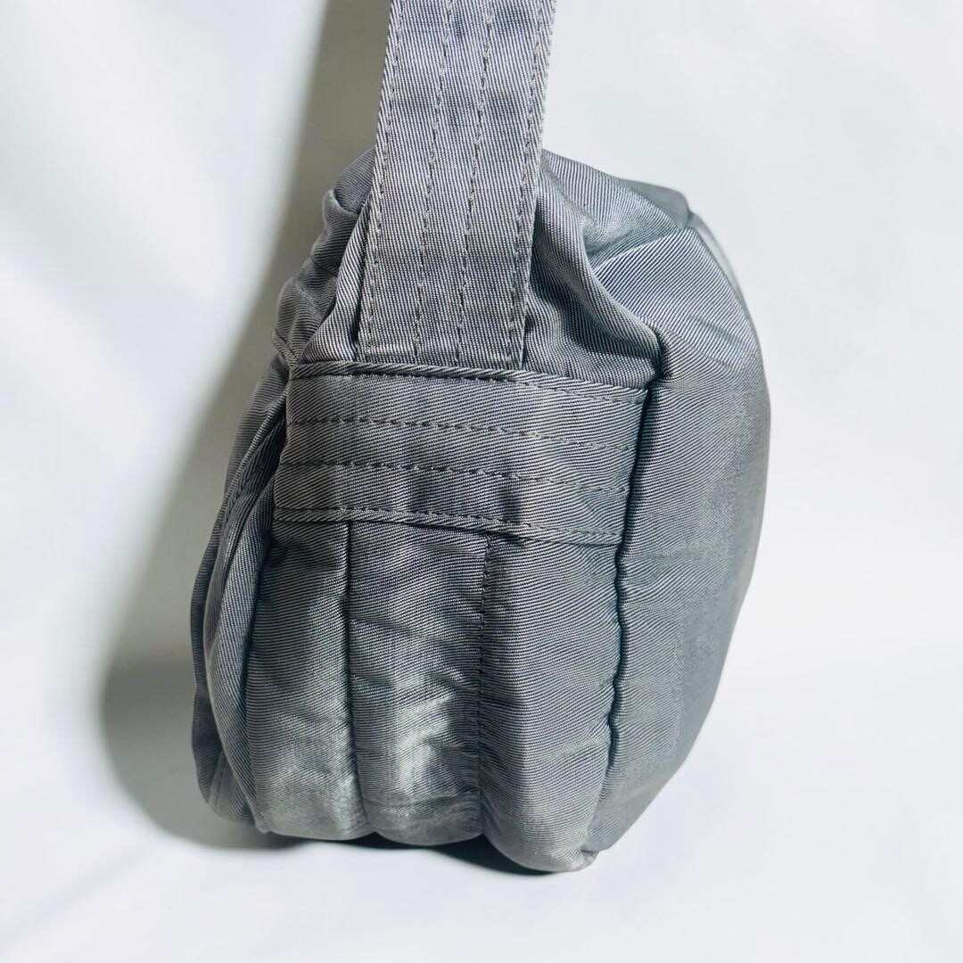 Porter Overdye Silver Gray Nylon Shoulder Bag Zip Closure Japan Men 26cm 17cm