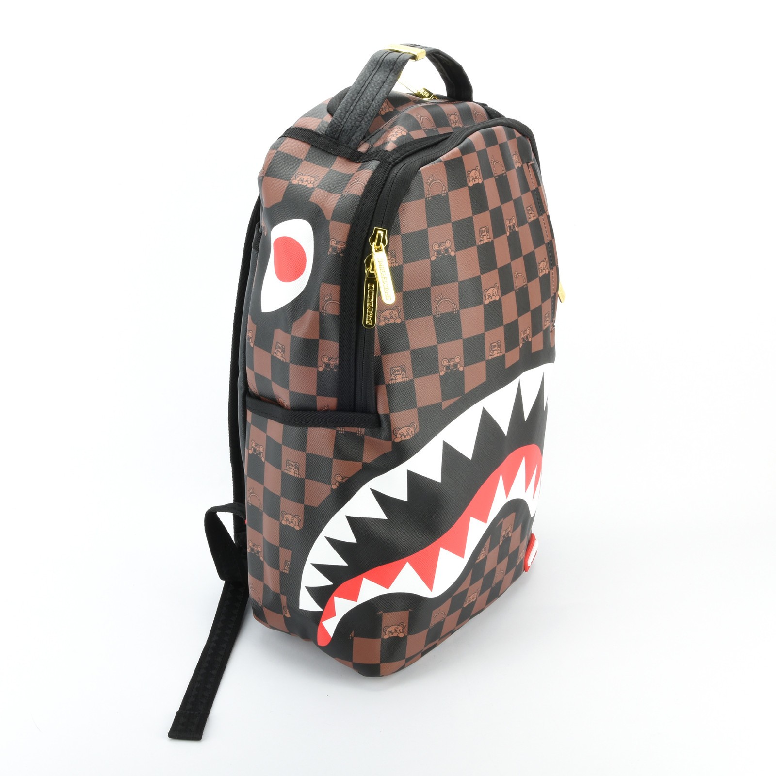 Sprayground Shark The Hideout Sharks Leather Backpack Unisex Plaid Brown