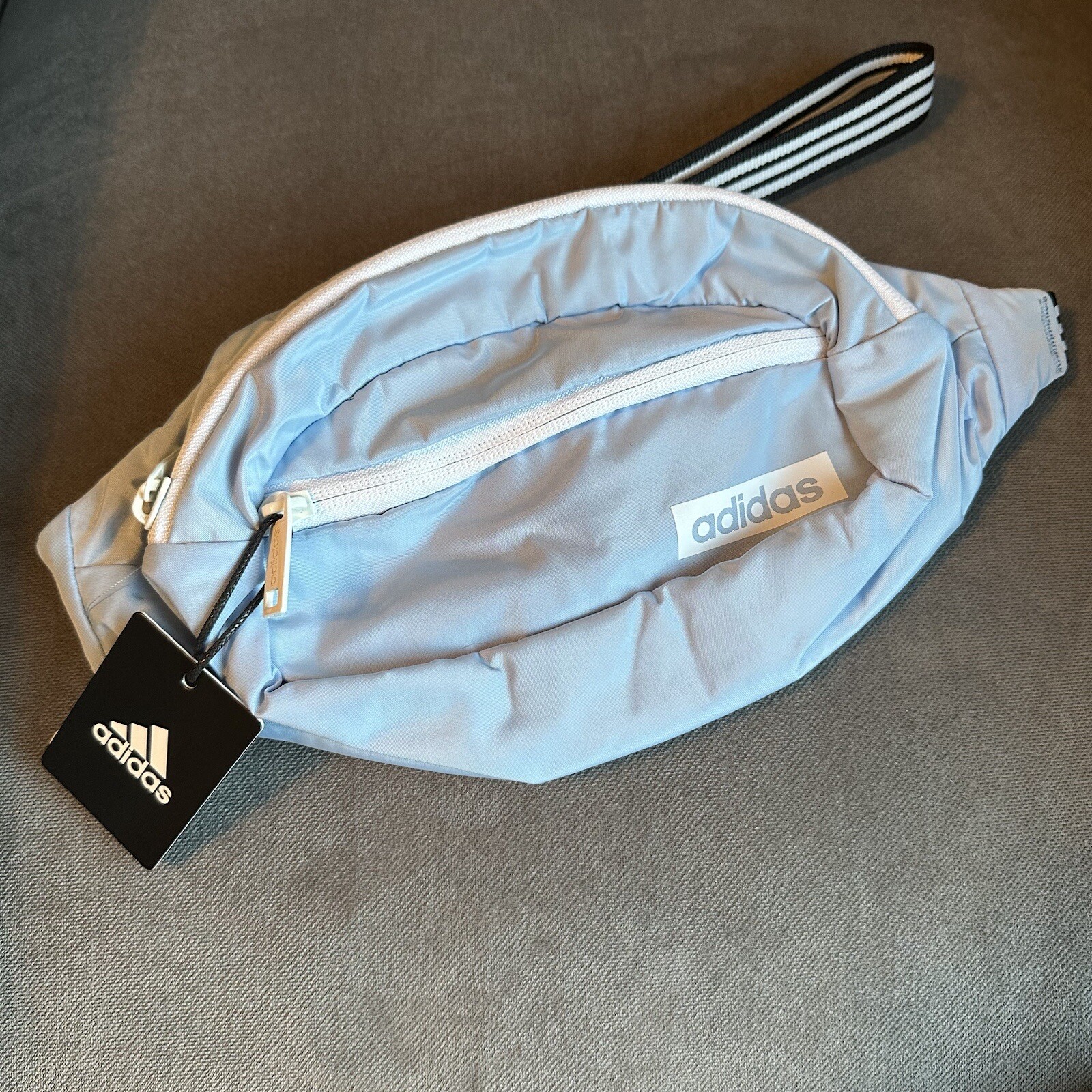 Adidas Core Waist Pack Glow Blue White Black Fanny Pack Travel Bag, New