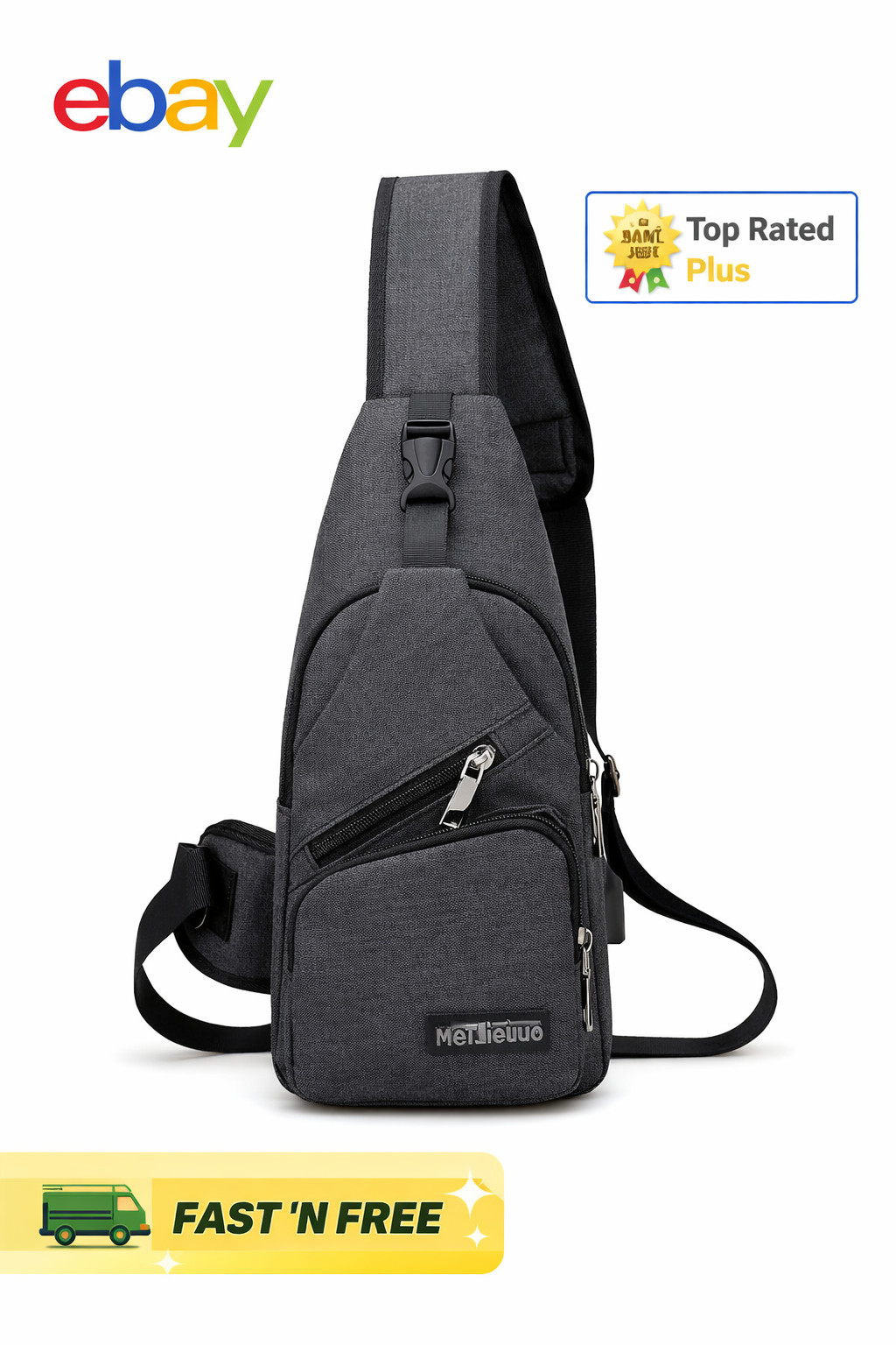 USB Charging Canvas Chest Bag Crossbody Travel – Free Shipping