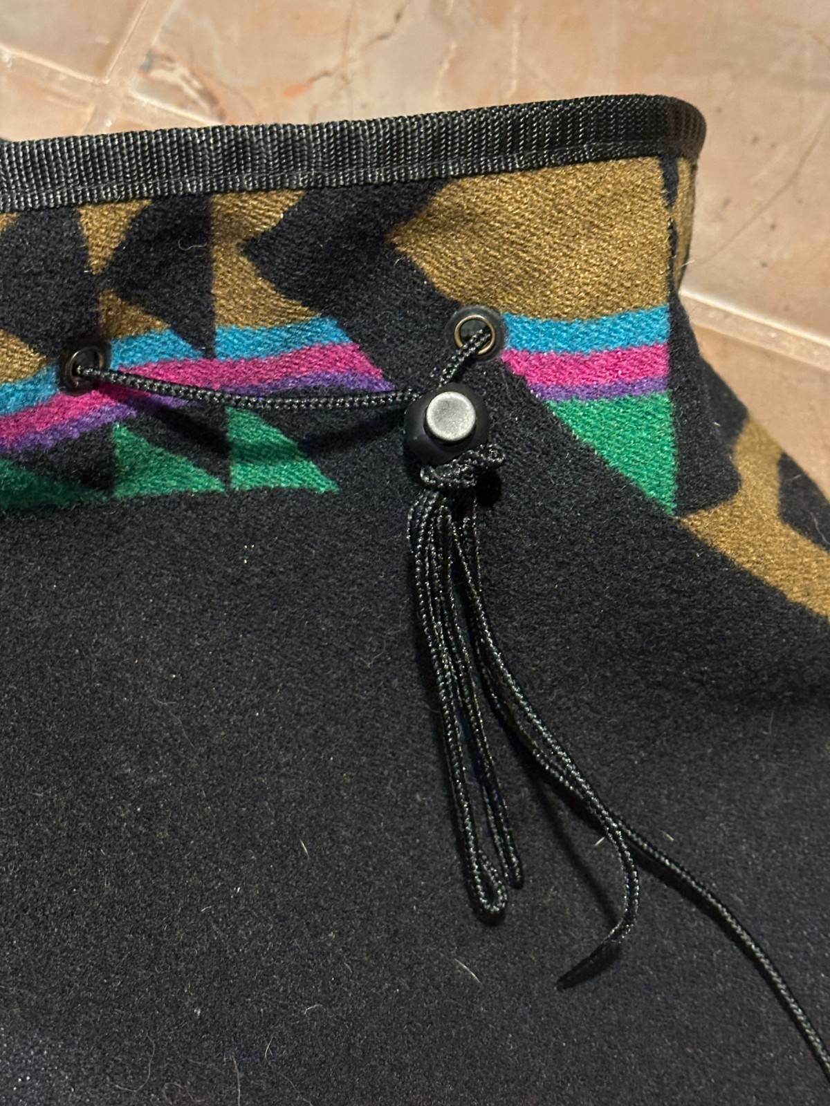 Vintage Pendleton Wool Sling Backpack 90s Aztec Leather Bag Over the shoulder