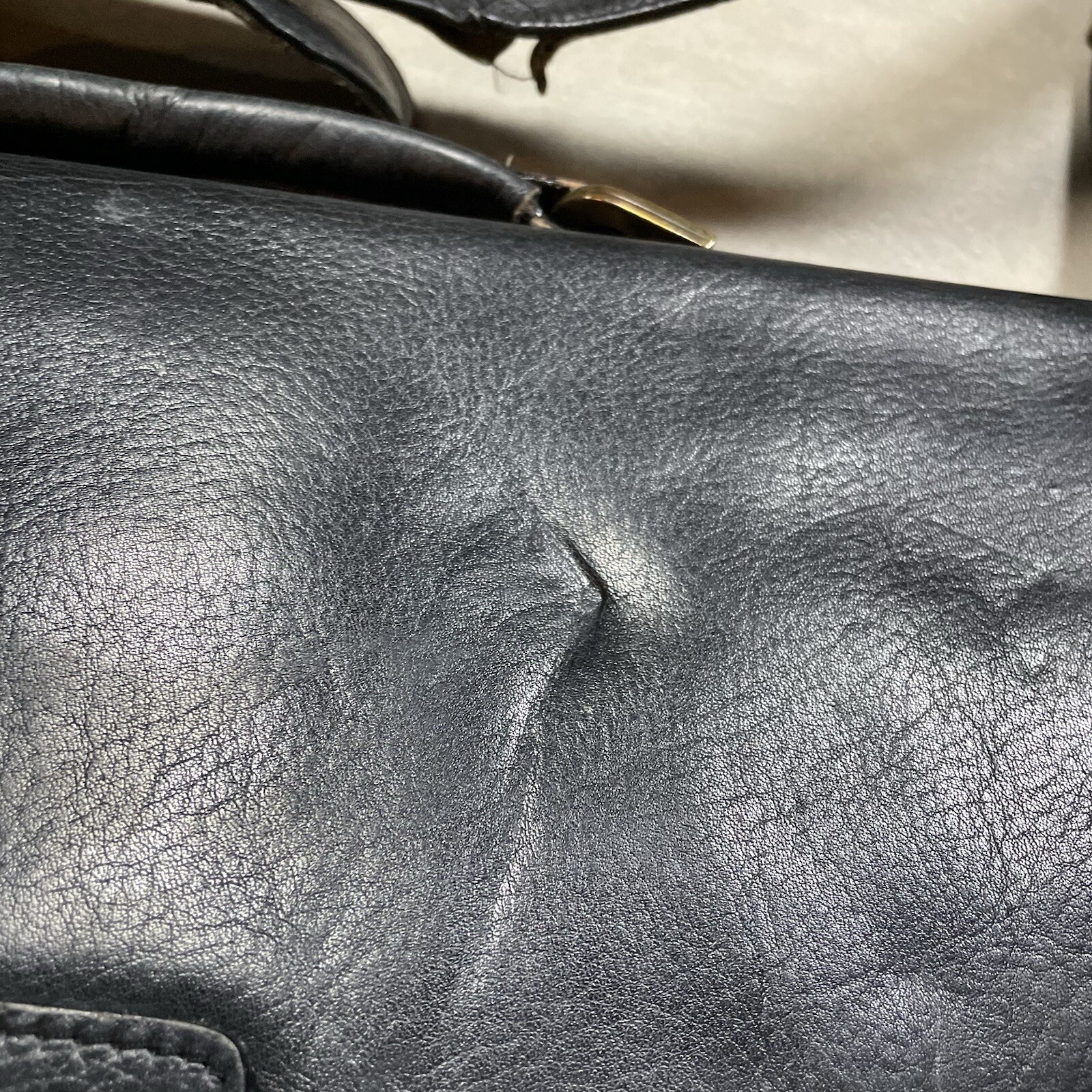 Claire Chase Leather Executive Computer Briefcase Saddle Black Messenger Bag