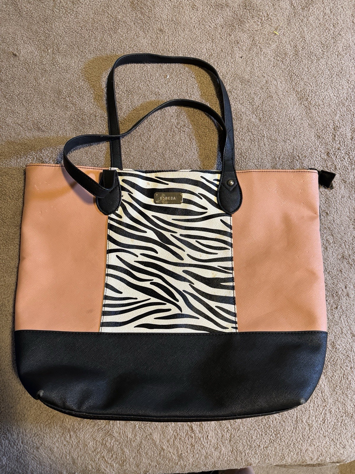 ESBEDA Two tone zebra / black / pink large Tote. Premium Indian brand.