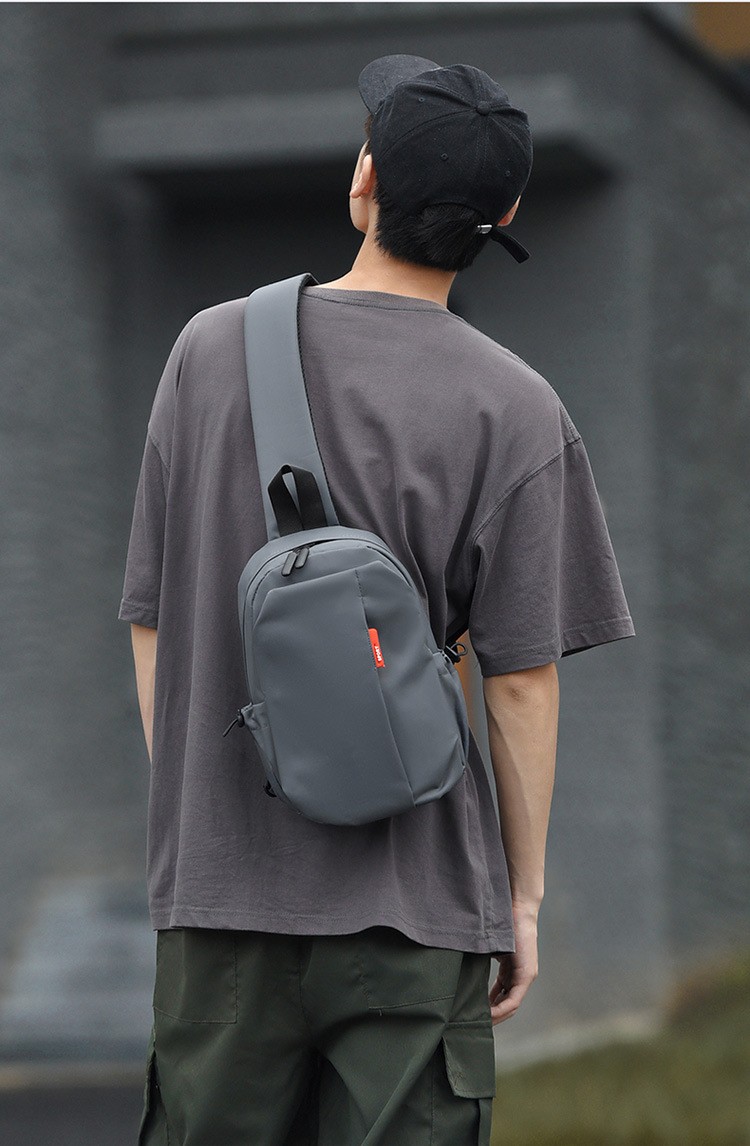 Men Sling Chest Bag Multi Pocket Adjustable Strap CrossbodyFanny Pack Black Gray