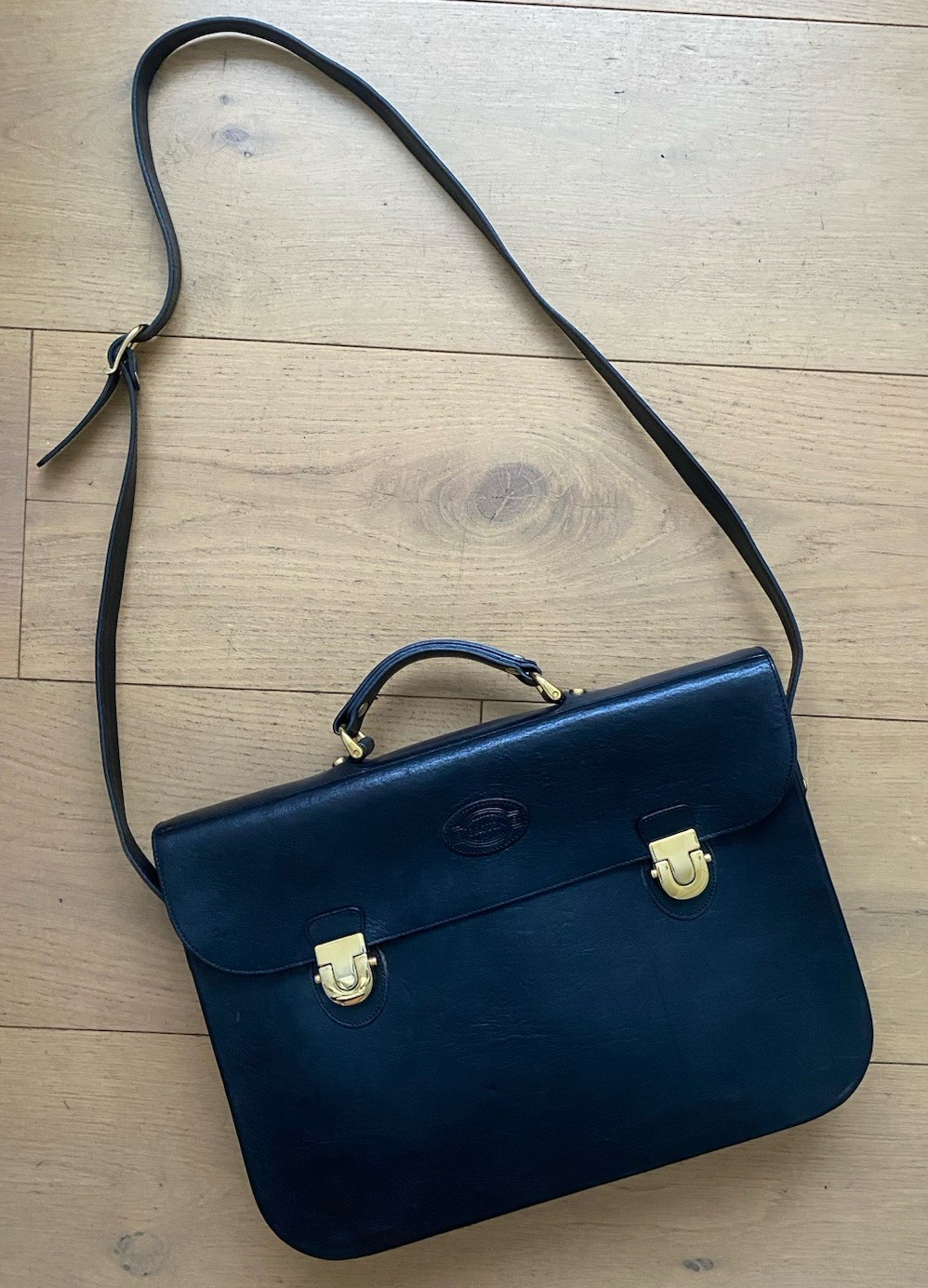 Rare Vintage OROTON Moulded Black Leather Business Bag/Laptop Bag/Briefcase