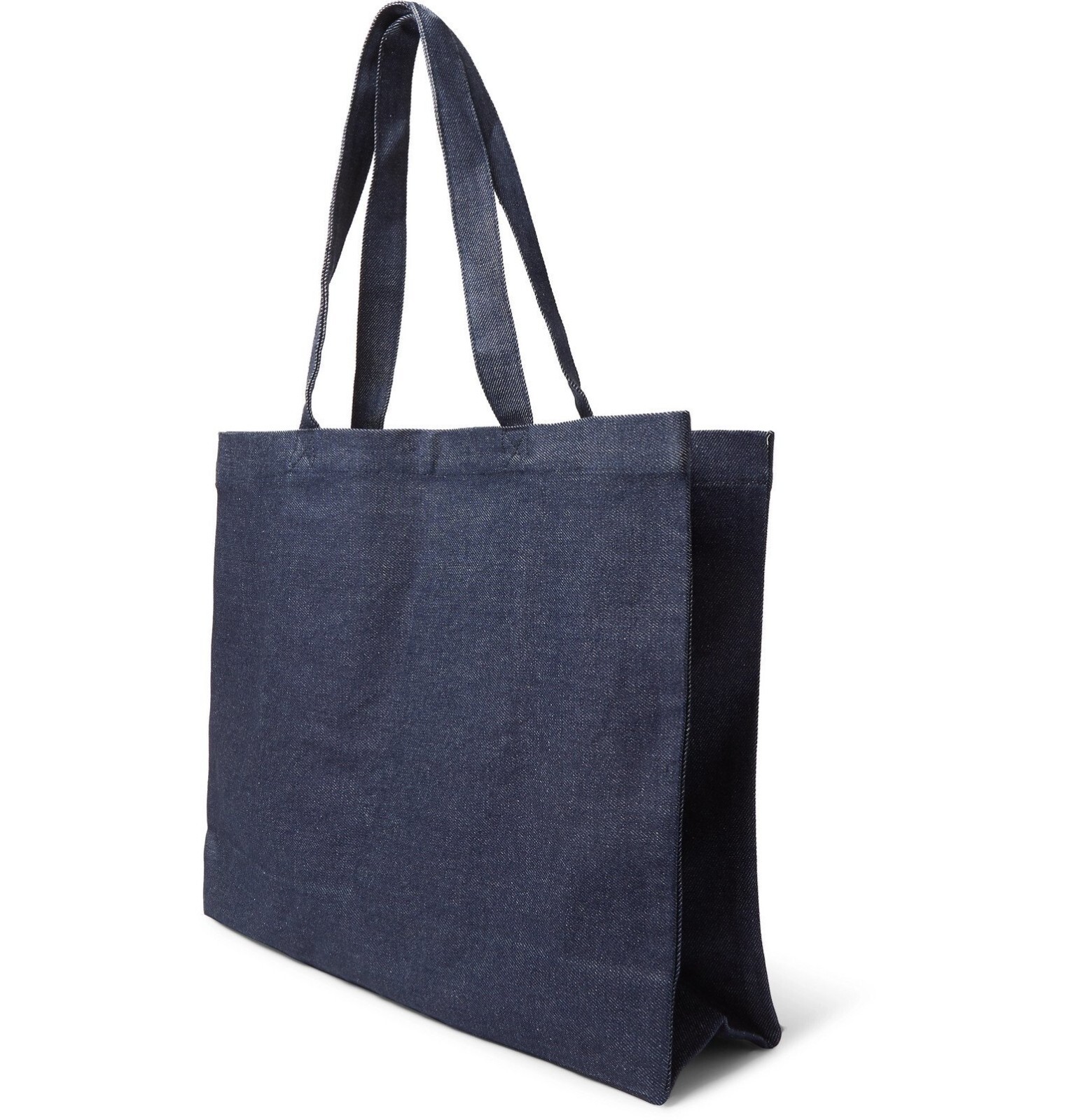 A.P.C. × Brain Dead logo head shopping bag denim blue / white APC