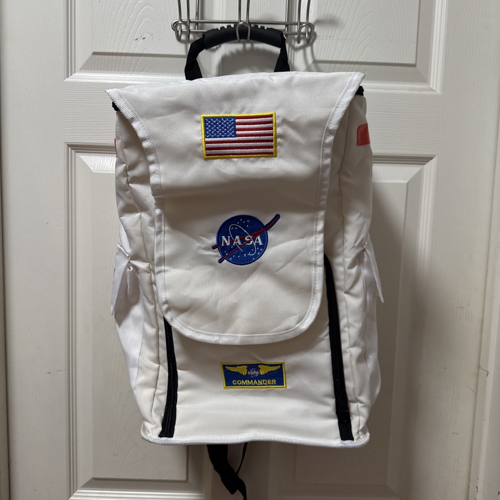 Aeromax Jr. Astronaut Backpack, White, w/ NASA Patches and 3-Way Harness