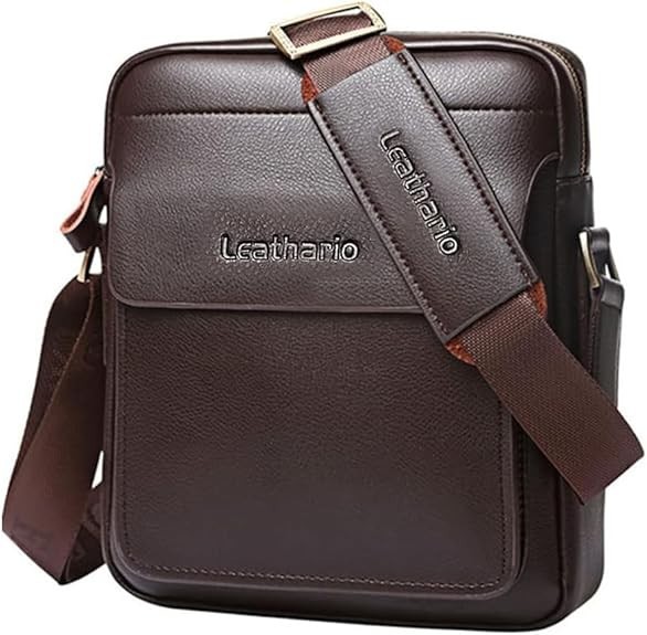 Crossbody Bag For Men Vegan Leather Shoulder Messenger Purse Sling Satchel Ba…