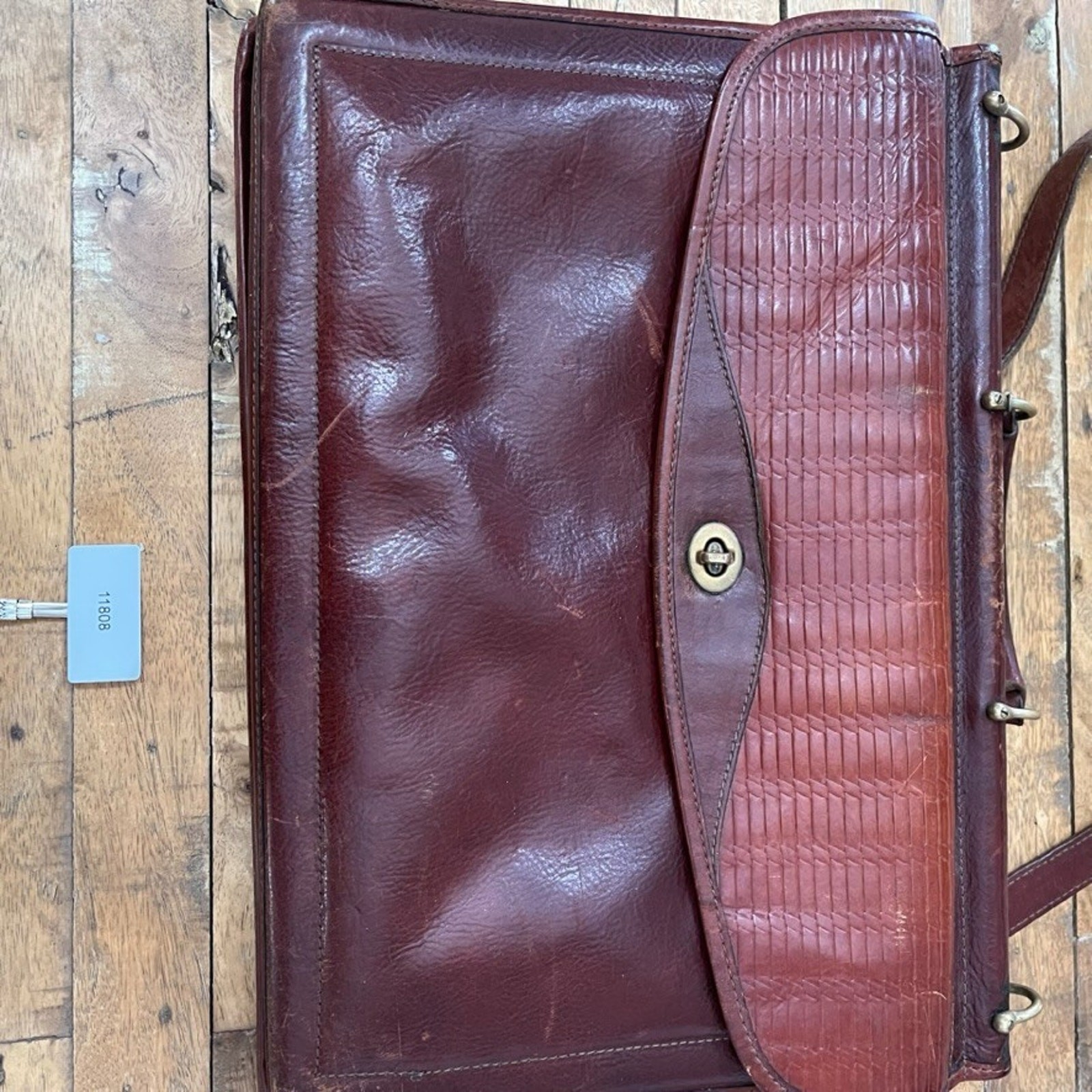 Jack Georges Woven Leather Tuscany Executive Briefcase 16″ Crossbody Brown