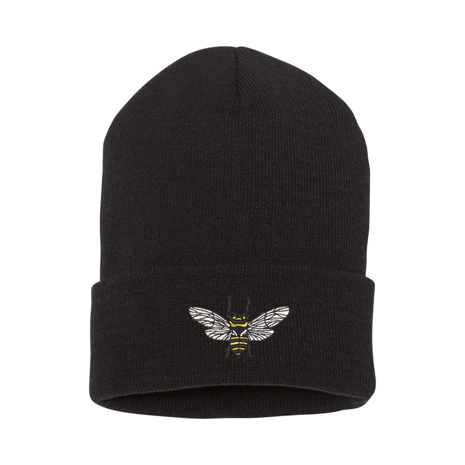 Wildlife Bee embroidered beanie hat, custom embroidered winter beanie