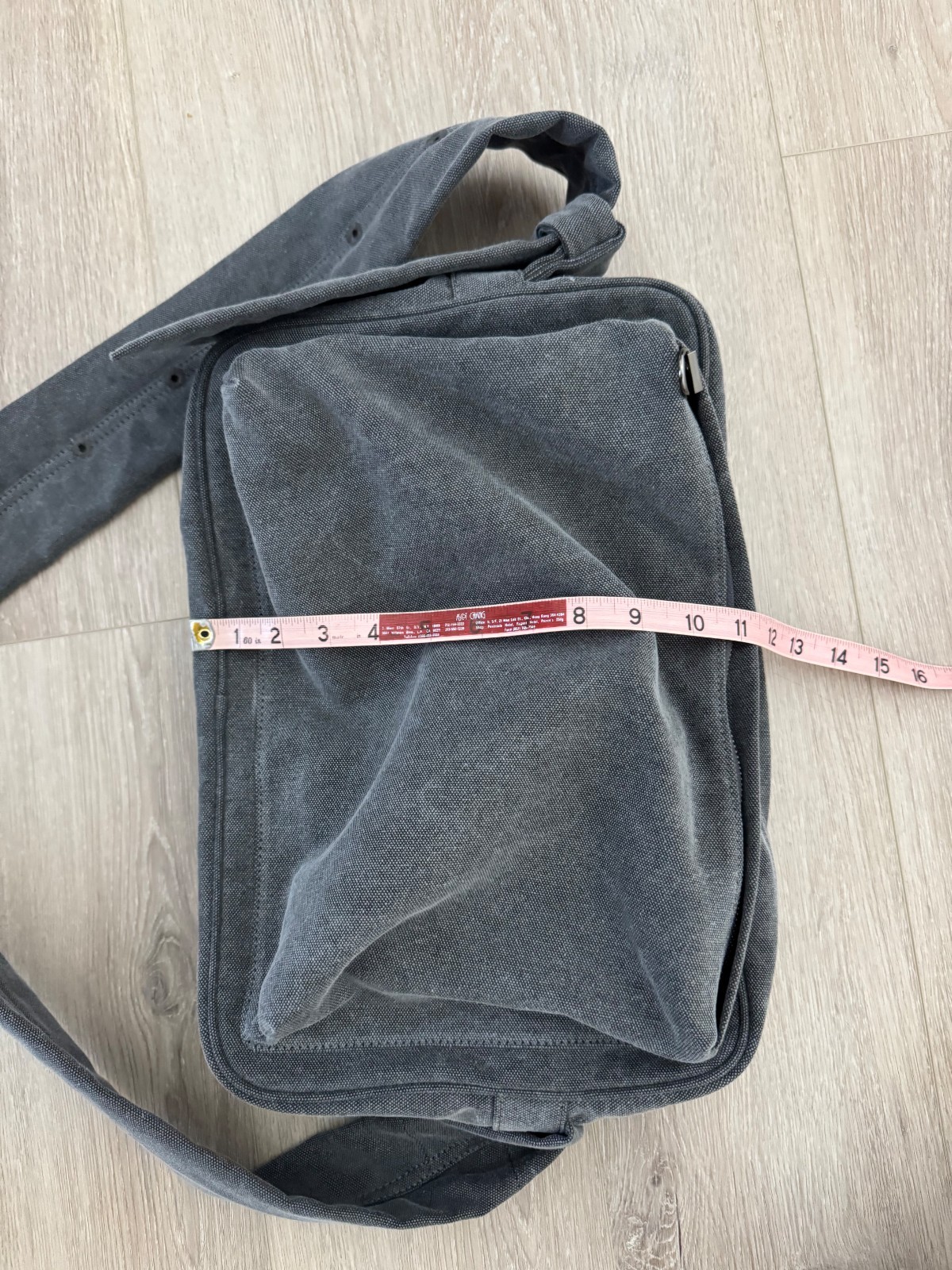 Solid Homme Washed Gray Canvas Crossbody Messenger Bag