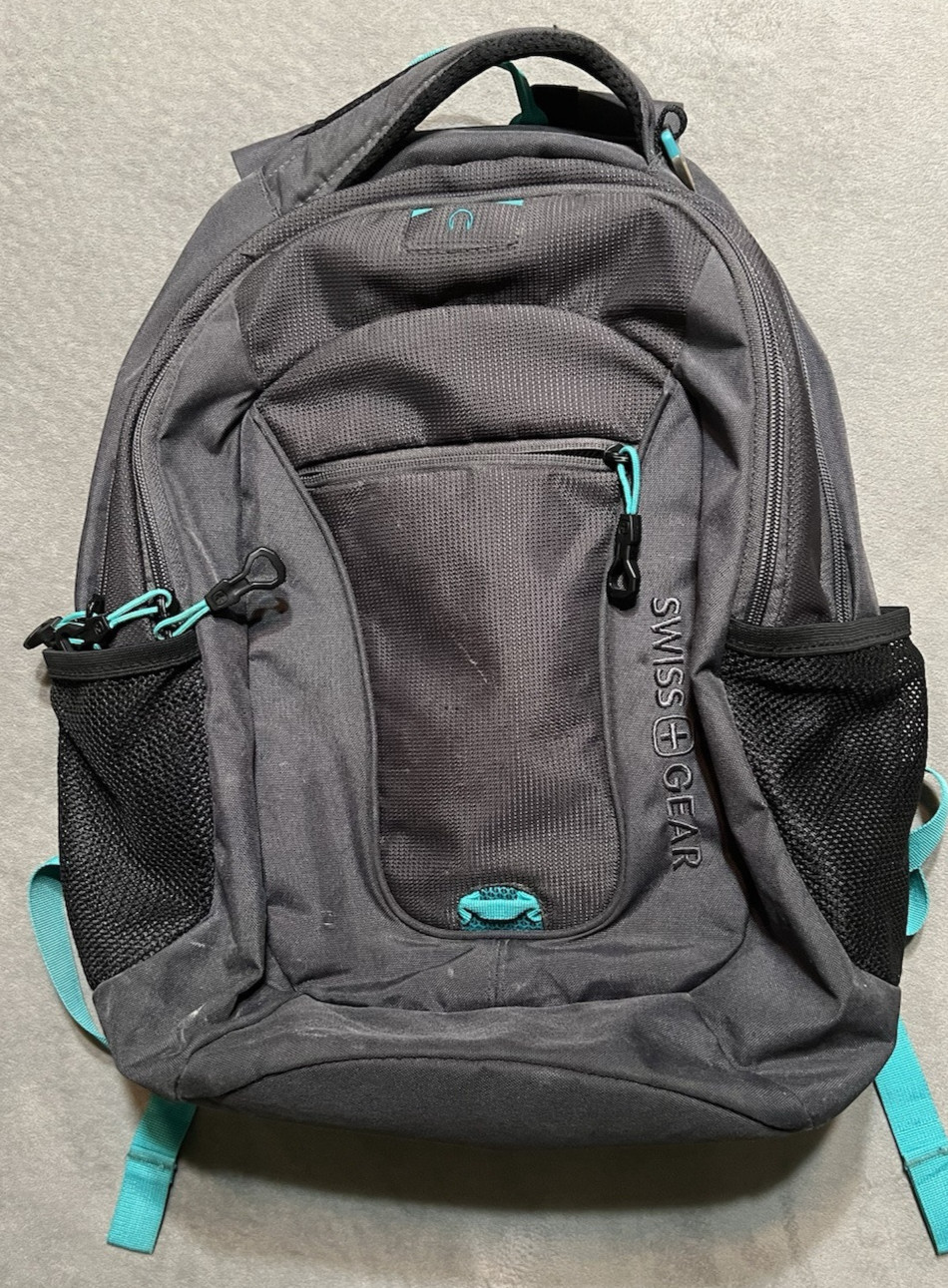 Swiss Gear Airflow backpack padded laptop tablet bag 18″ x 15″ x 8″ black & blue