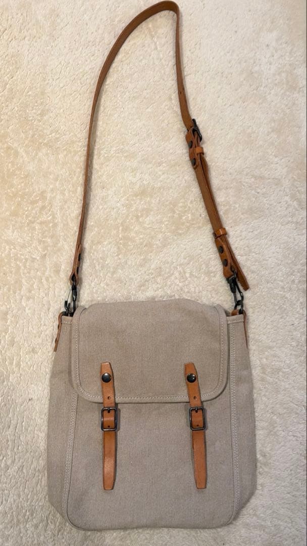 Porter Irish Linen Shoulder Bag Leather Detail Used Japan