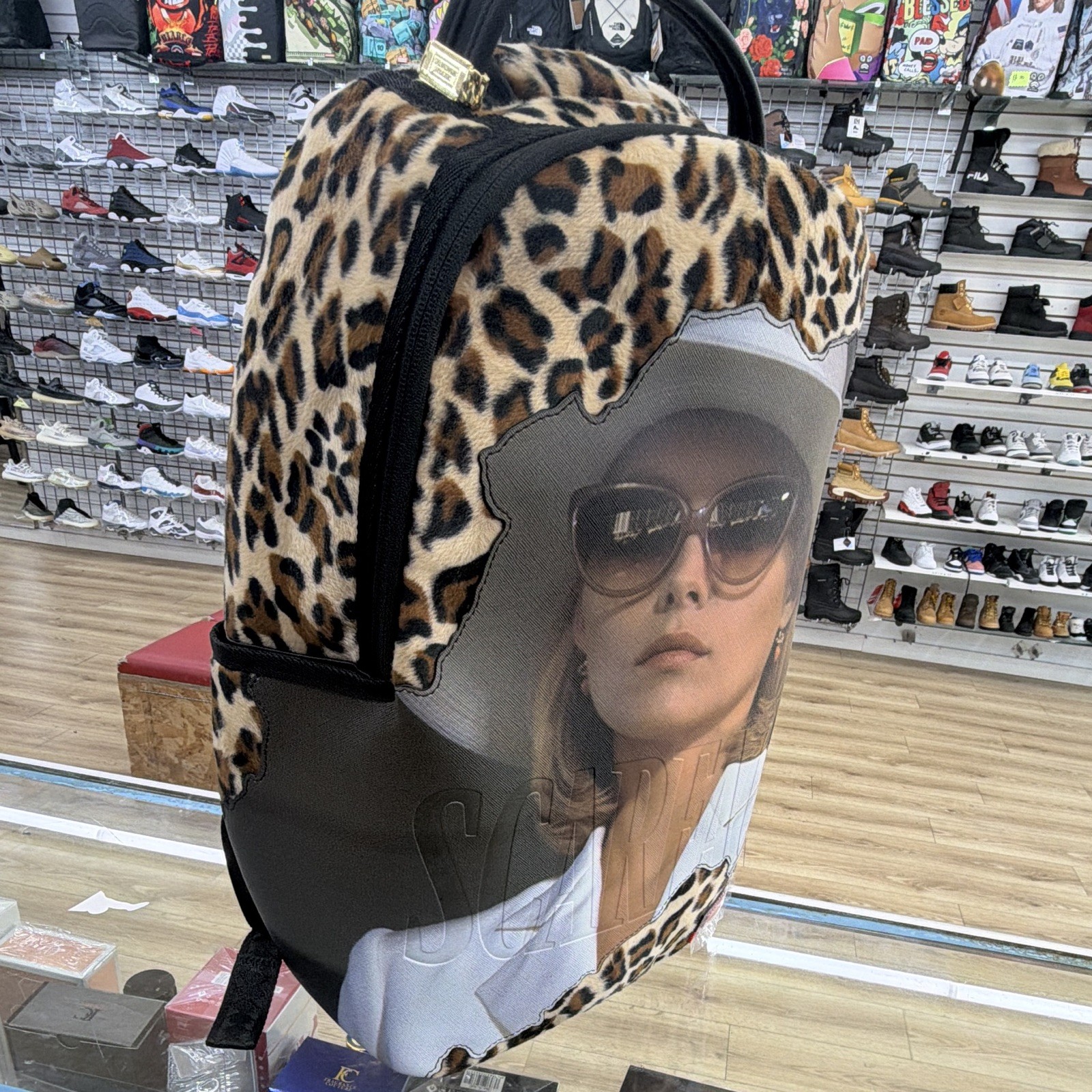 Sprayground Limited Edition Scarface Animal Print Backpack Zip Black Brown