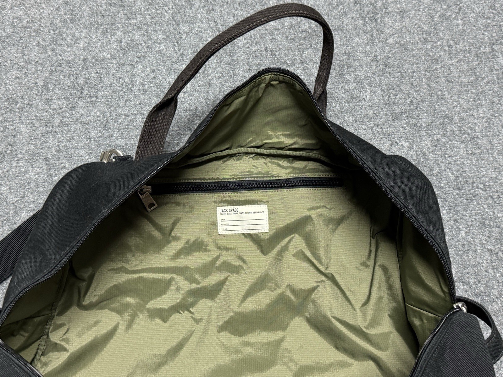Jack Spade Duffle Bag Black Overnight Weekend Canvas Luggage Greene St