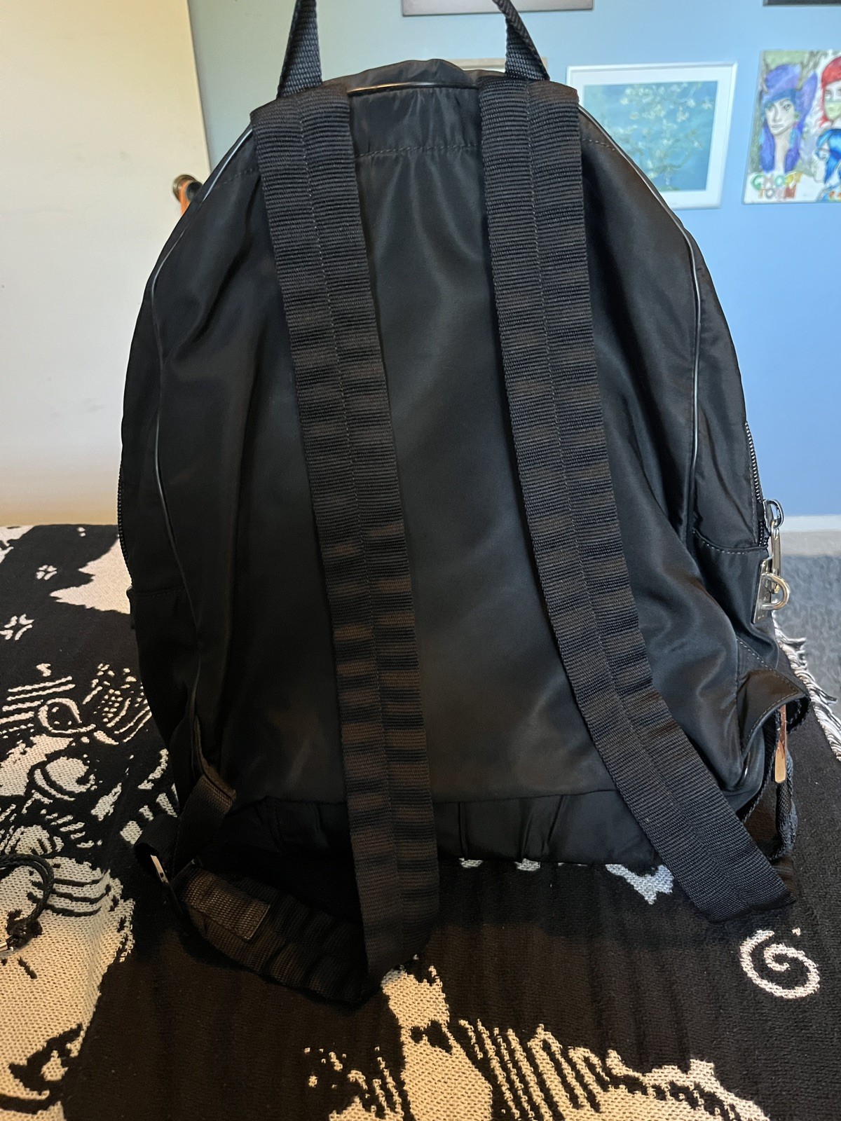 Prada Black Nylon Tessuto Logo Backpack Bag