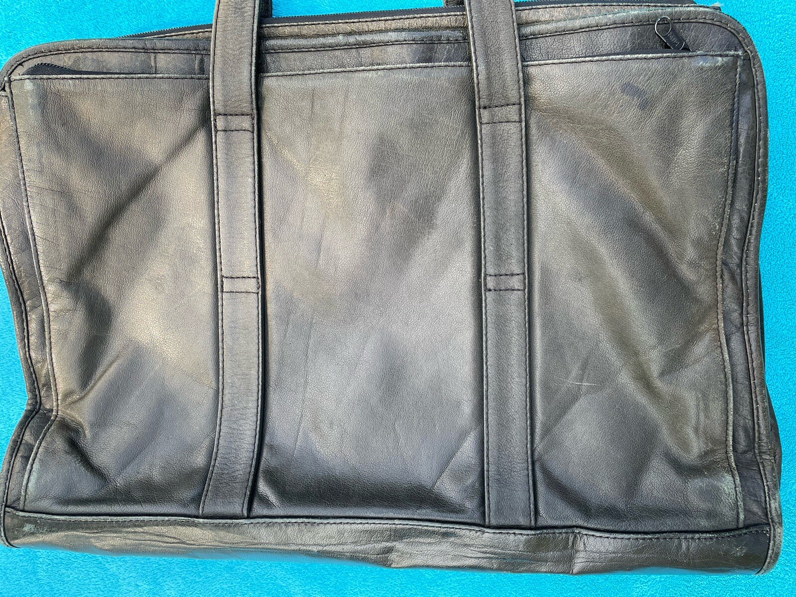 Vintage Leather Briefcase Portfolio Heritage Industries India Sun Faded Patina