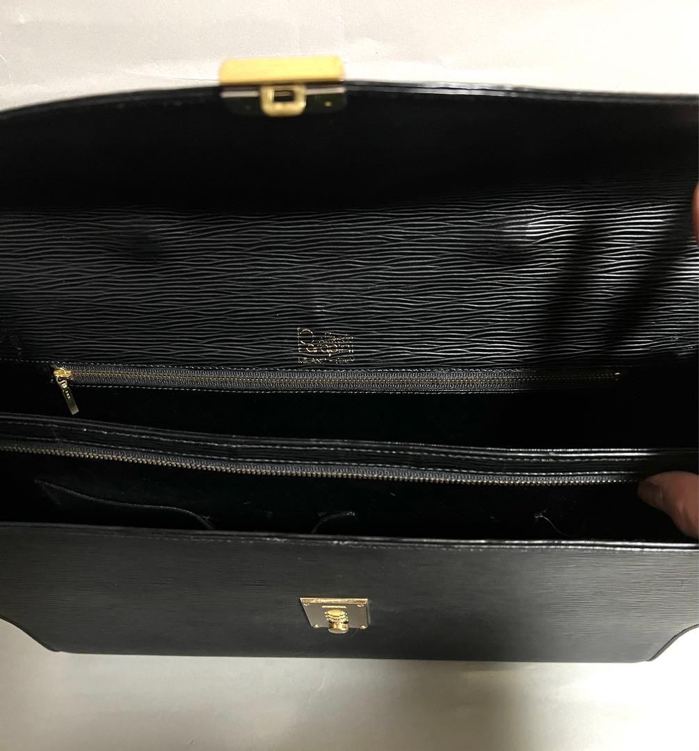 Parapini Men’s Black Leather Second Bag Italy Made Business Tote 27x38cm