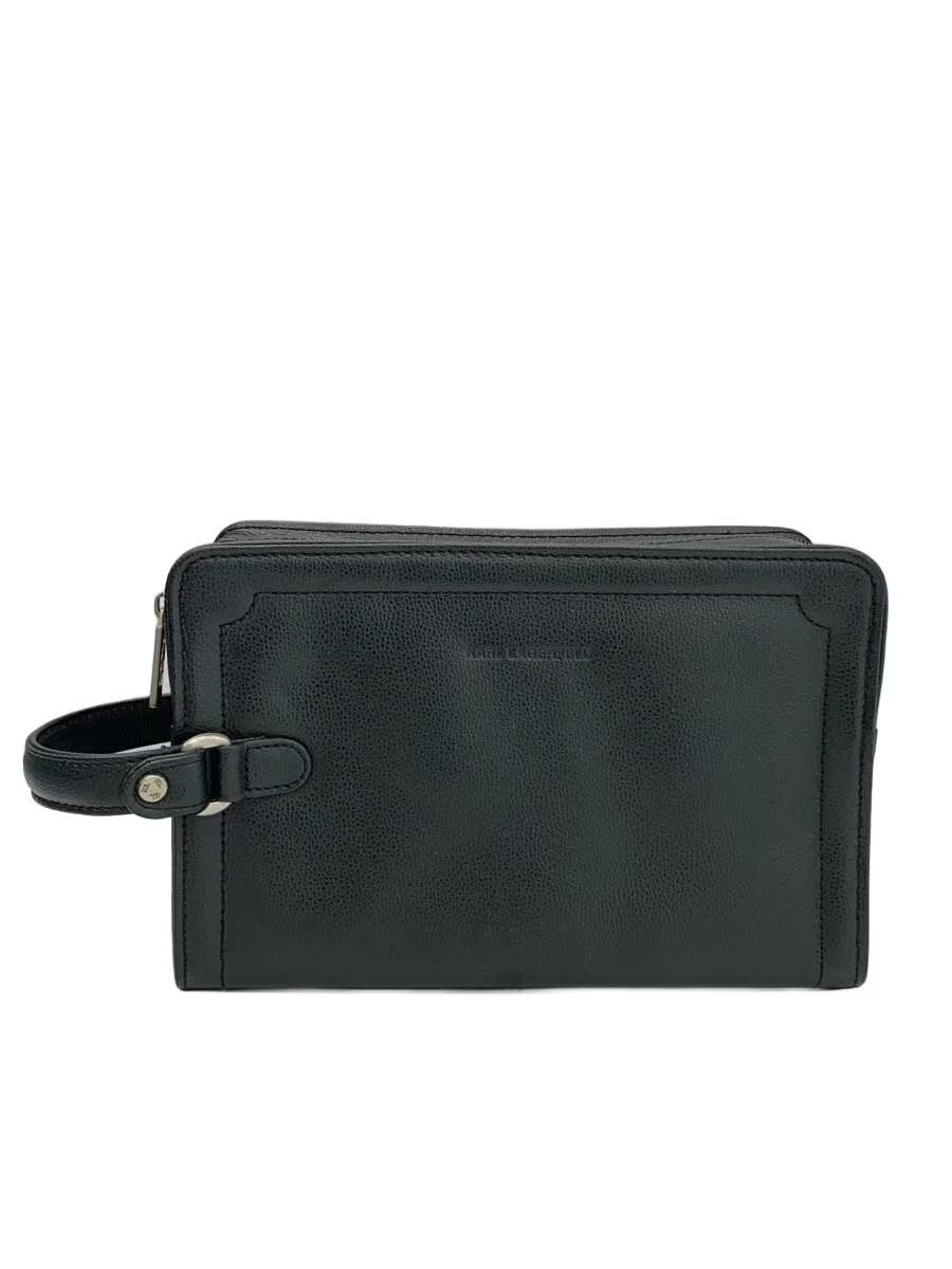 KARL LAGERFELD Leather Second Bag, Black, Solid Color