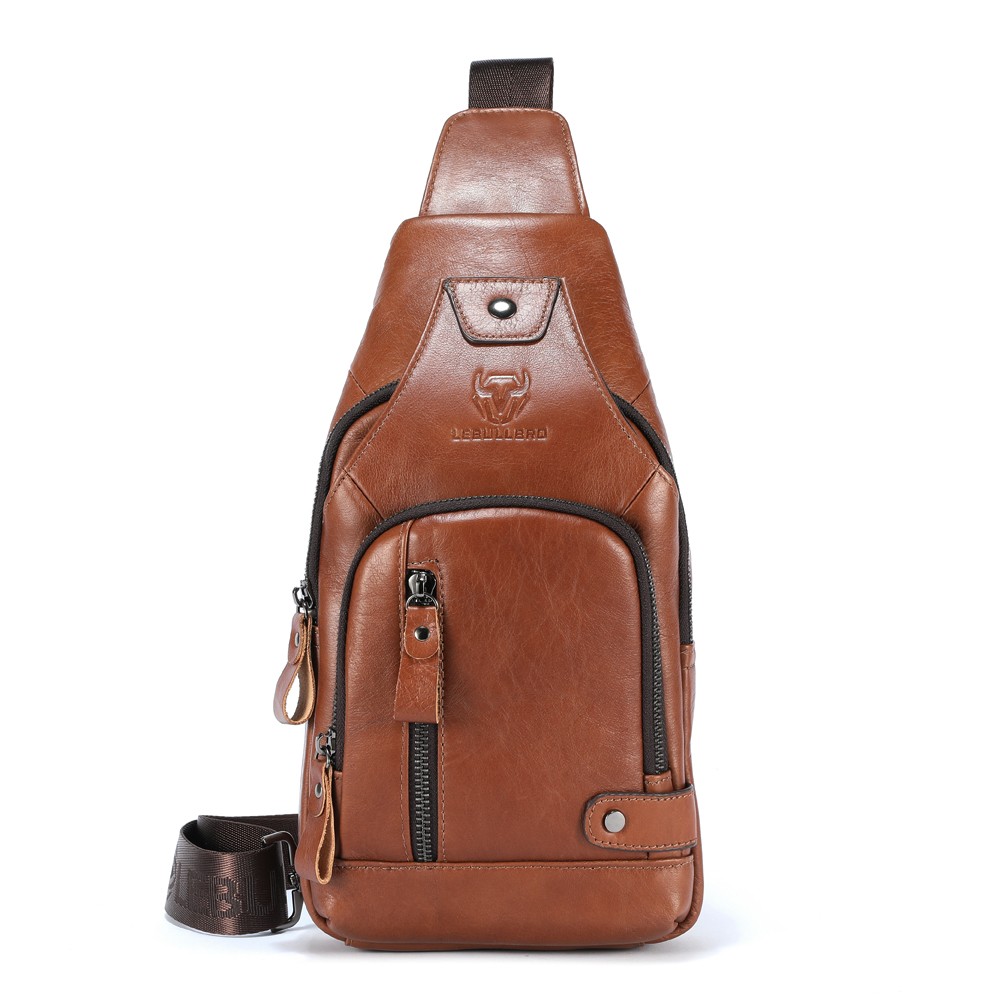 100% Genuine Leather Sling Bag for Men Chest Crossbody Shoulder Bag Backpack