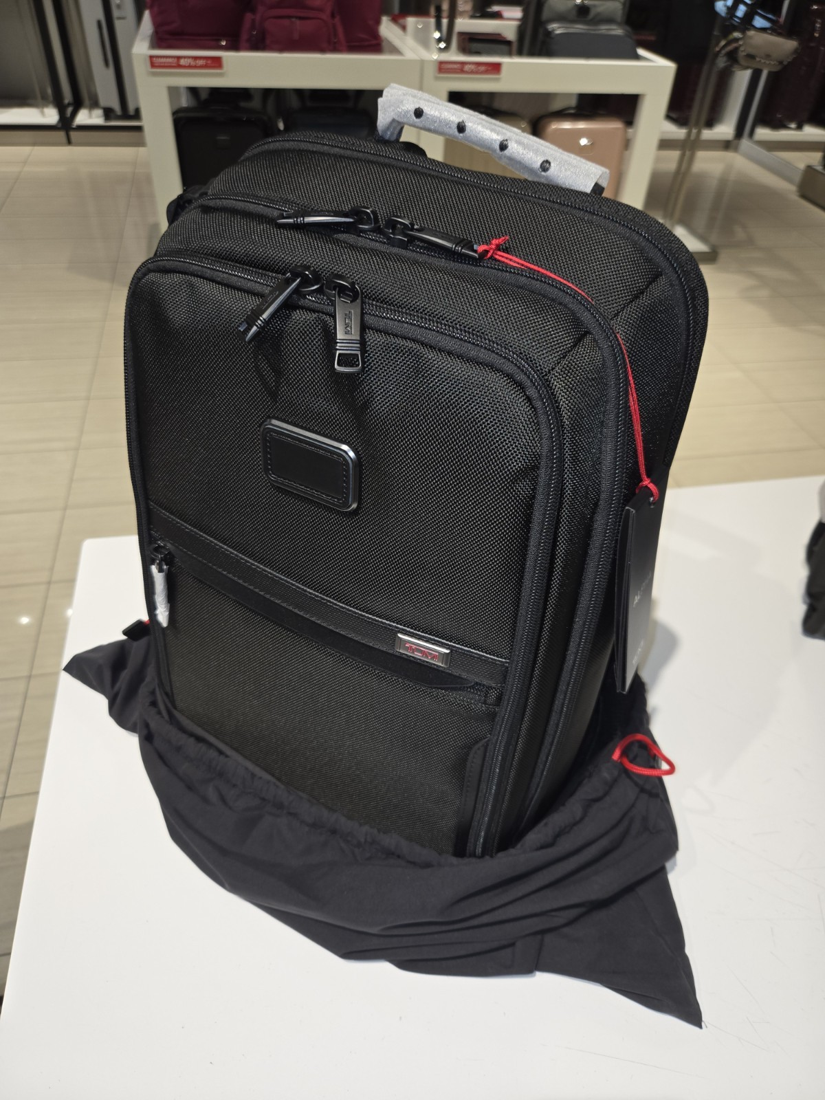 NWT TUMI ALPHA Blk Ballistic Nylon Slim Backpack+Red Pouch+Organizer Travel Tote