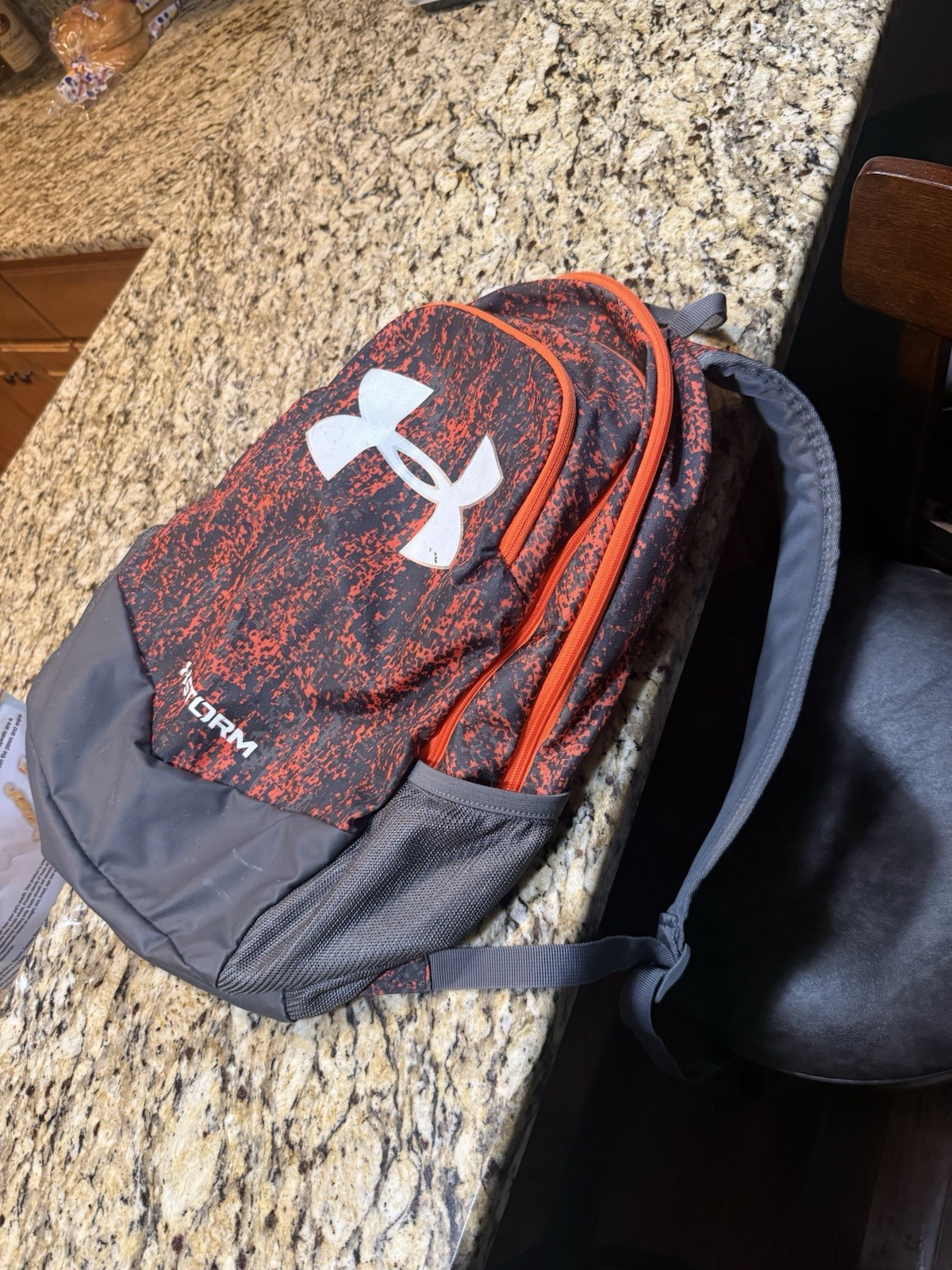 Orange and Black Under Armour Book Bag Backpack. Excellent Condition