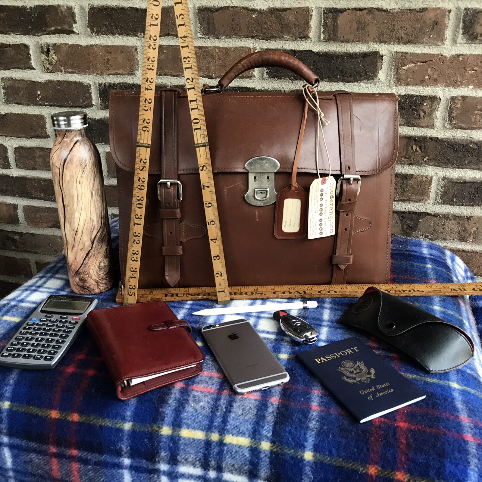 RARE VINTAGE 1920s COWHIDE & DEERSKIN LEATHER MACBOOK PRO BRIEFCASE BAG R$1498