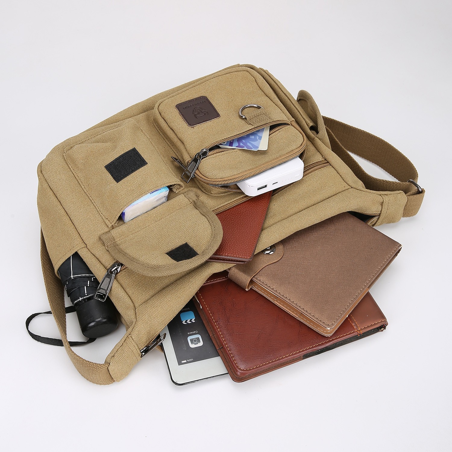 Men’s Vintage Canvas Crossbody Bag Messenger Shoulder Satchel School Bookbag