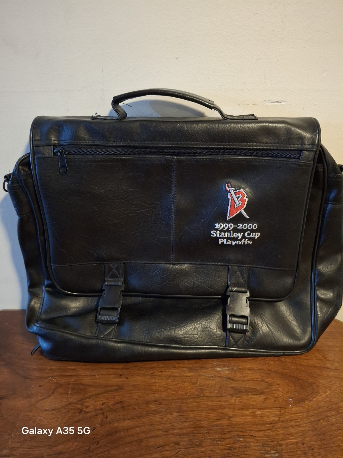 Vintage Buffalo Sabres Leather Briefcase Laptop Bag w/Strap