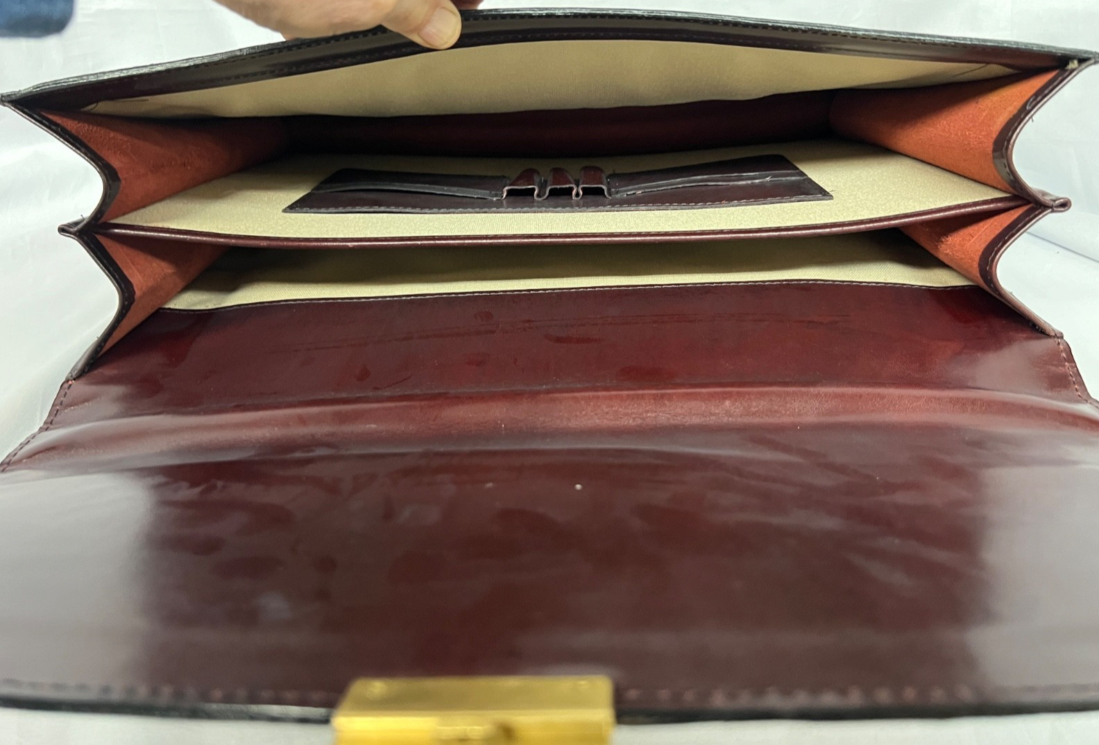 Vintage Schlesinger Leather Briefcase Case Setter Full Grain Cowhide Excellent