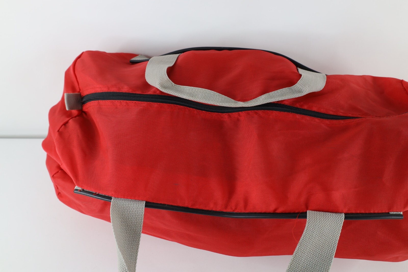 Vintage 90s Reebok Spell Out Big Logo Handled Duffel Bag Gym Bag Carry On Red