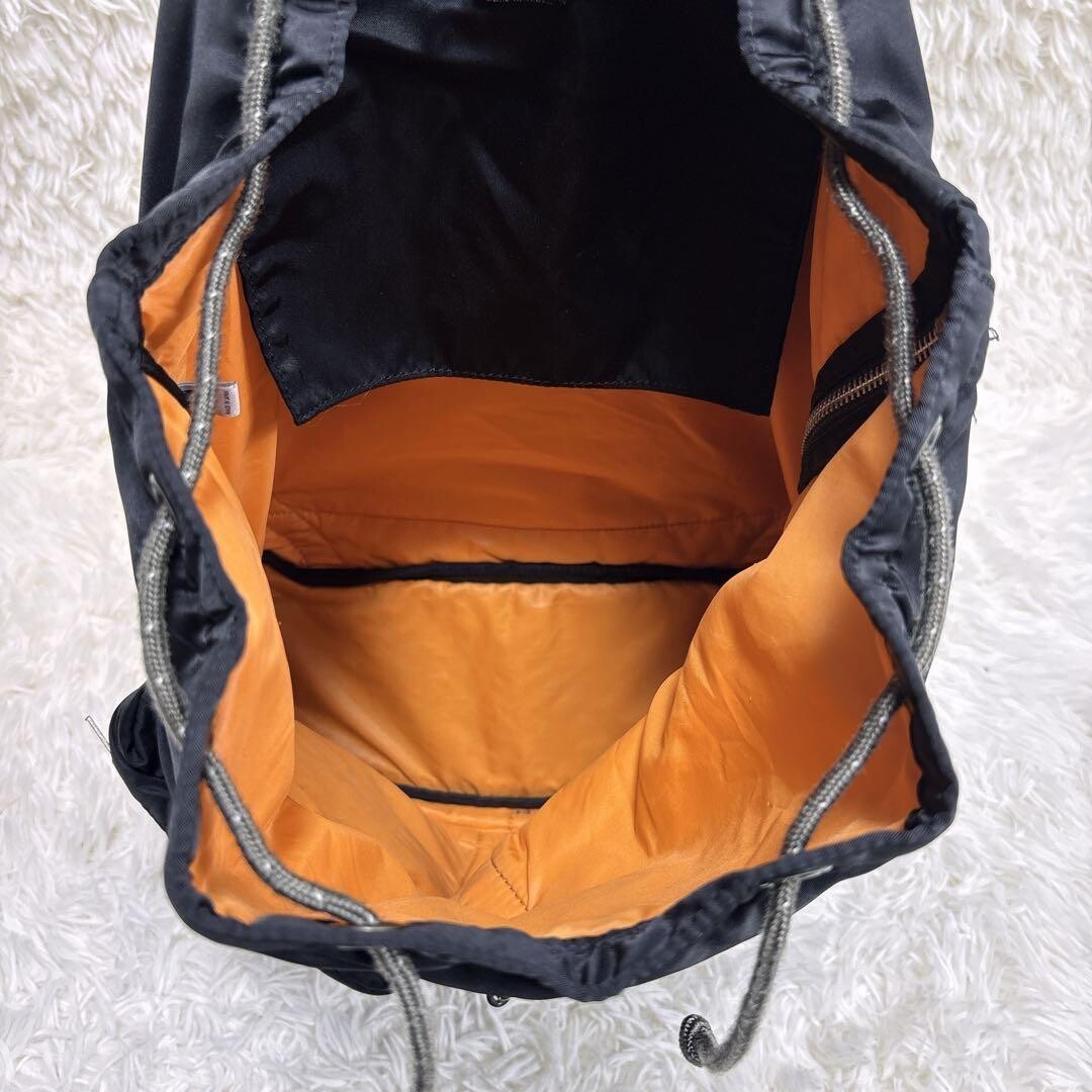 PORTER Tanker Drawstring Backpack Black Orange Nylon Japan Mens Bag 35x45cm