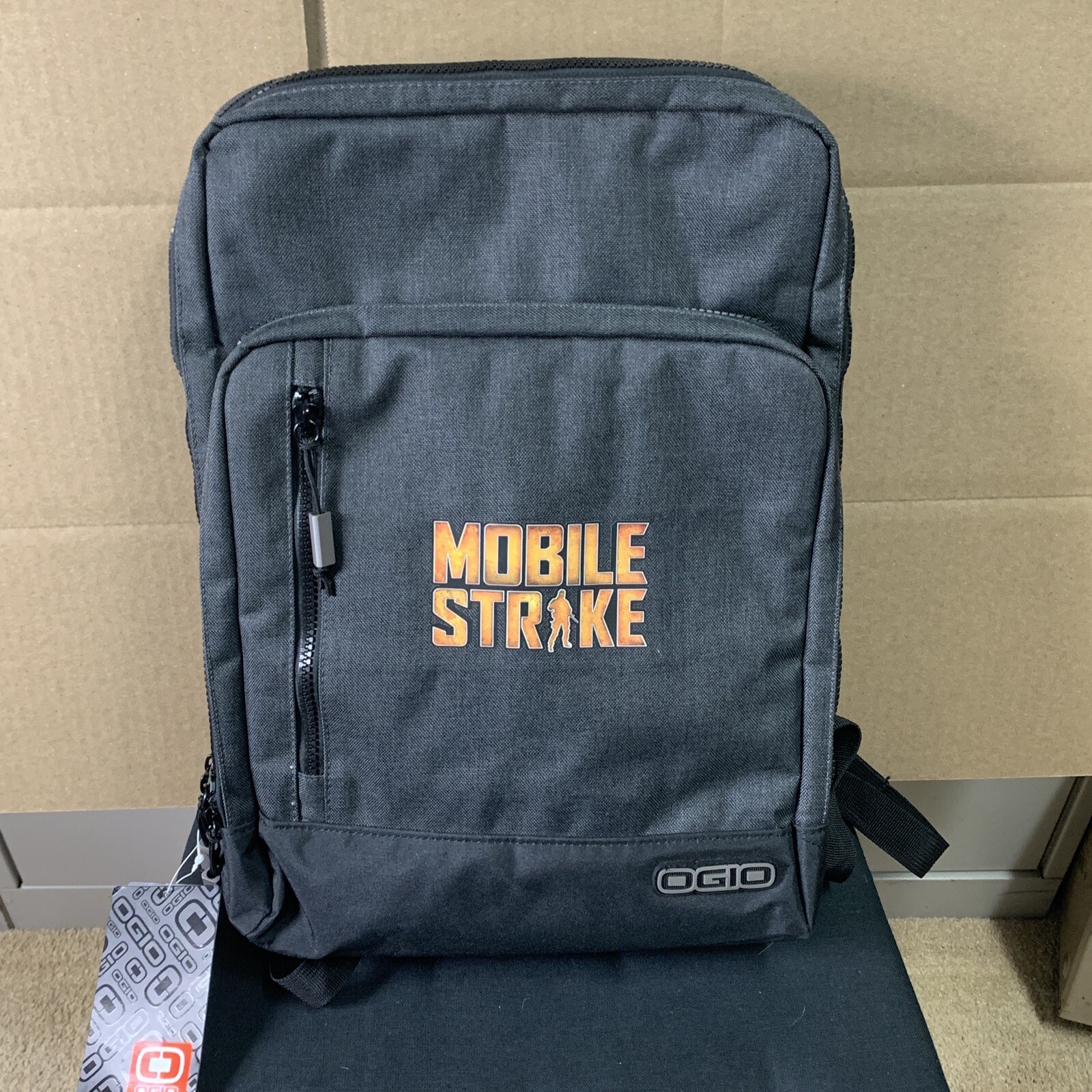 Rare NWT OGIO Gray Black Laptop BACKPACK~ Linen MOBILE STRIKE W/ Bottle