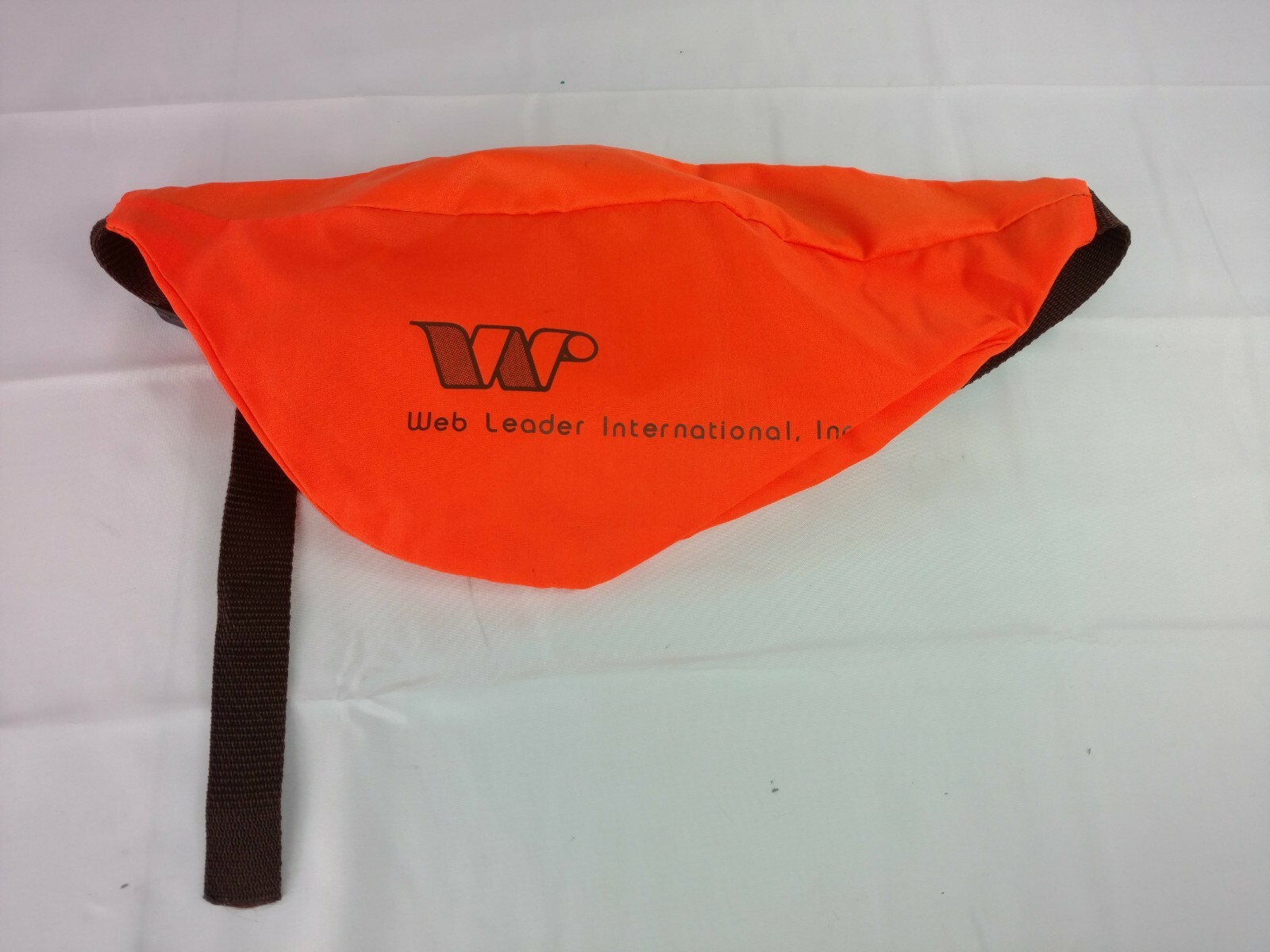 Vtg Hunter Orange Zip Fanny Pack Travel Bag Web Leader International Advertising