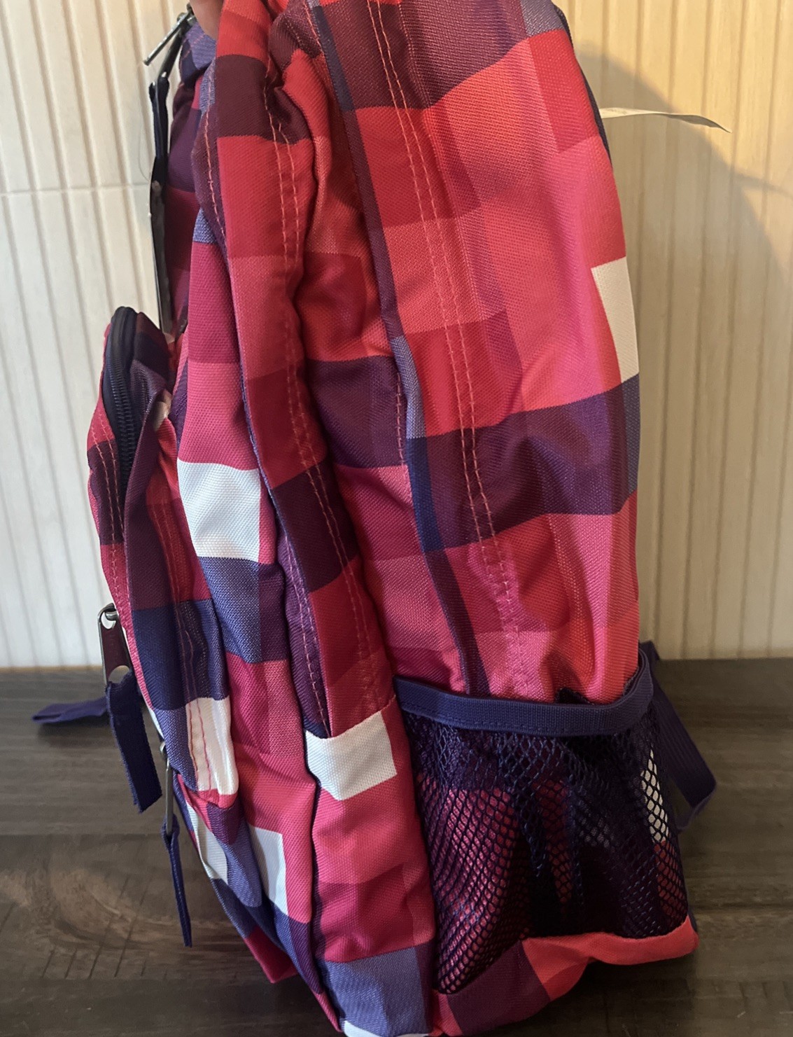 Trans by Jansport Supermax Backpack Bag 2200 CubicInch Pink Purple Buffalo Plaid