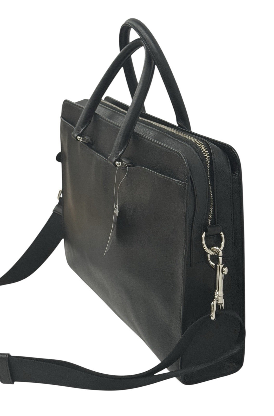 NWT COACH Beckett 2-Way Structured Black Leather Shoulder Business Briefcase New
