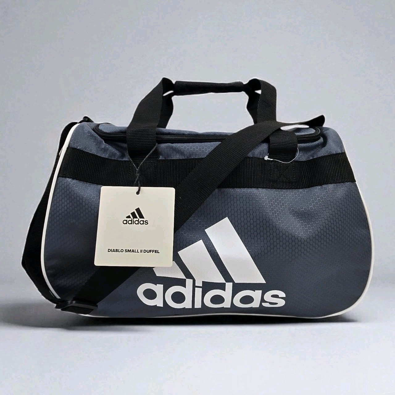 ADIDAS Diablo Small II Hex Solid Duffel Gym Bag Onyx Gray Black White 17″ NWT