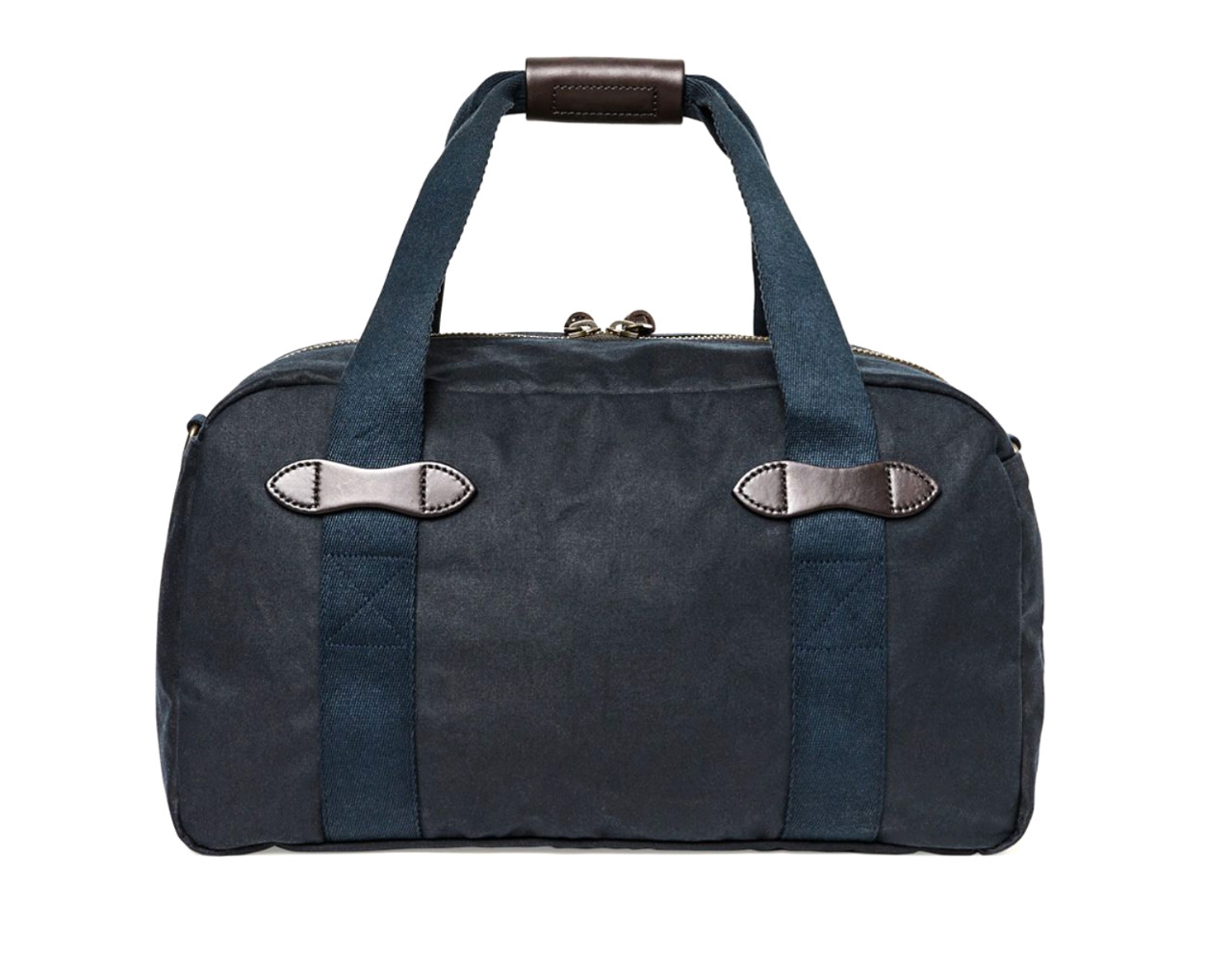 Filson Tin Cloth Duffle Bag Small Tan Navy Waxed Cotton Canvas Bridle Leather