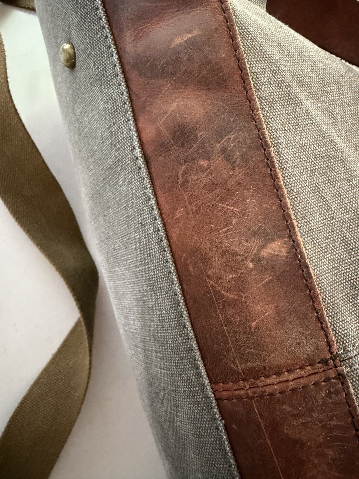 S-Zone Canvas Leather Duffel Bag Weekender Travel Tote Gray Brown