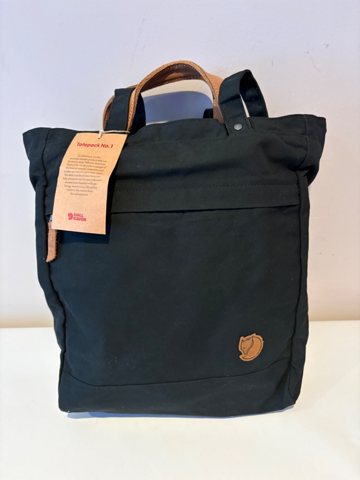 Fjallraven Totepack No. 1 Black G-1000 Heavy Duty Tote Backpack Bag New w/ Tags