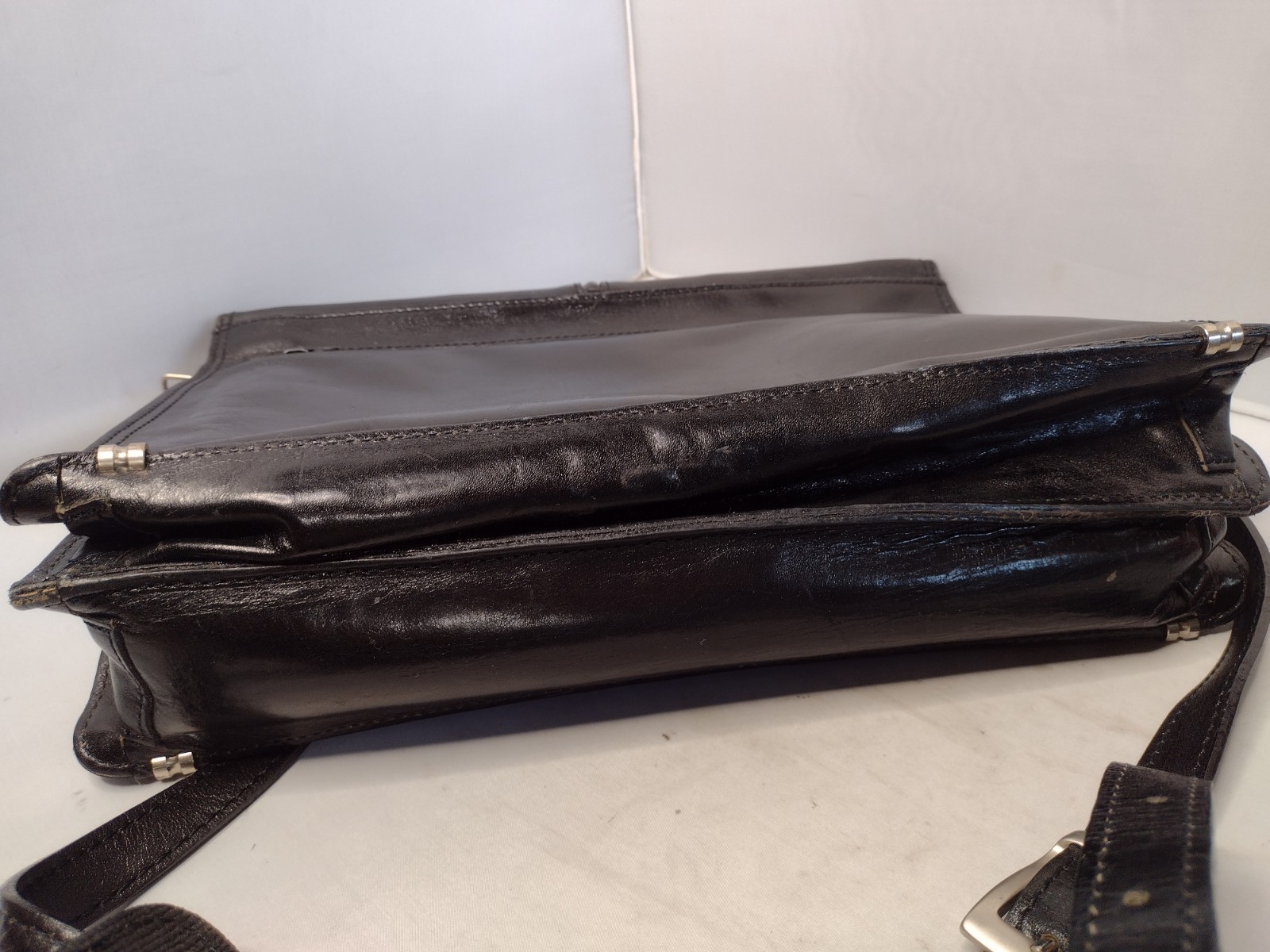 Amiet Leopard Black Leather Briefcase Portfolio File Folder Document