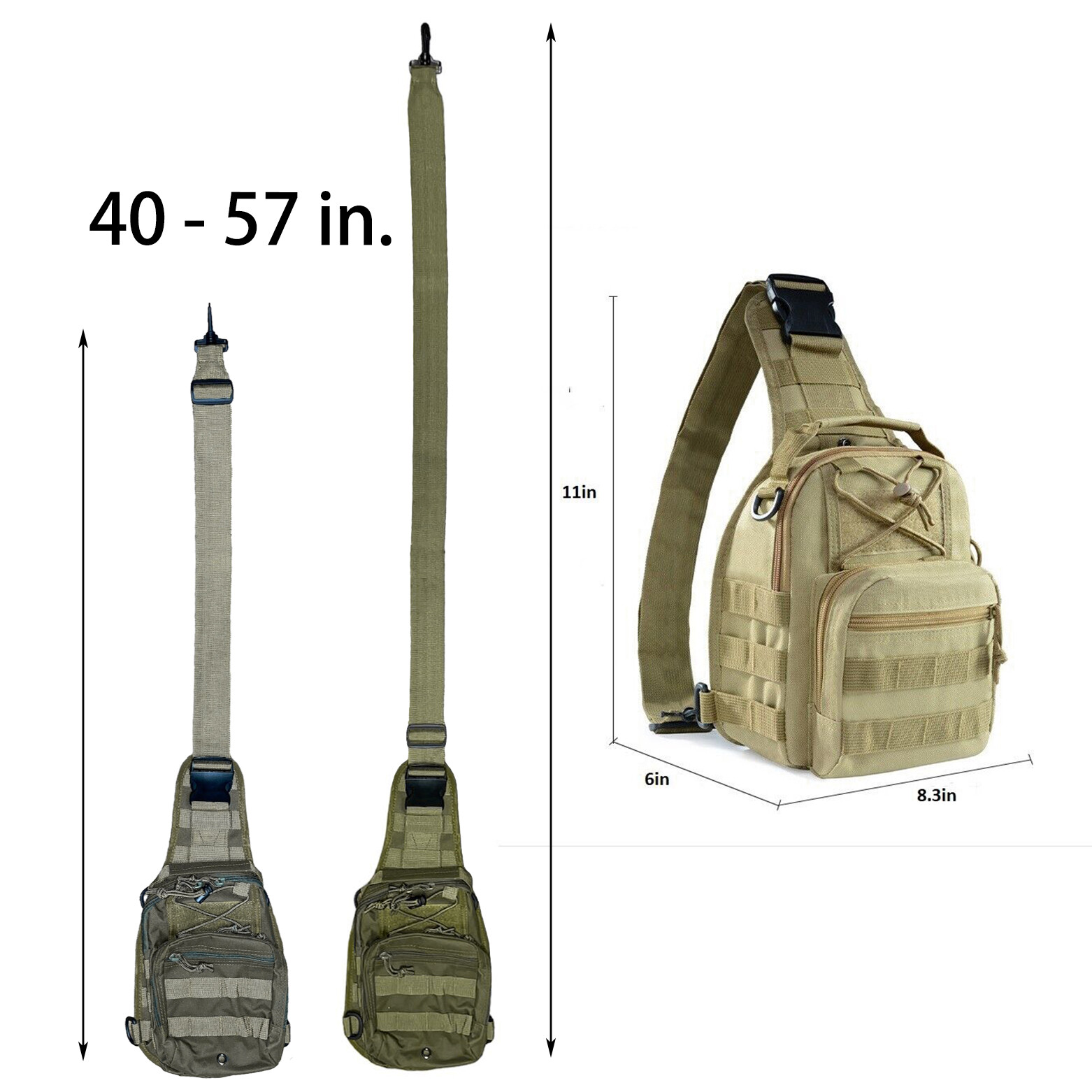 Men Backpack Tactical Sling Bag Chest Shoulder Fanny Pack Cross Body Molle Pouch