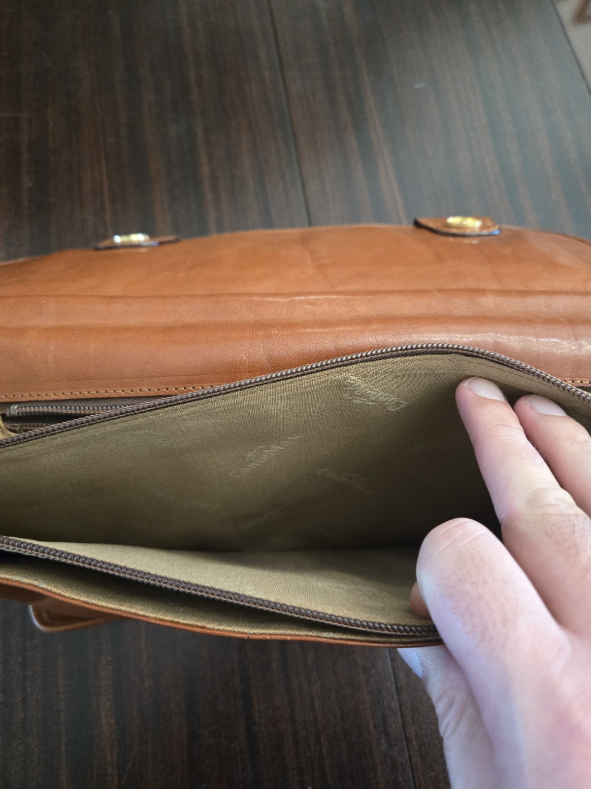 Mens Leather Conte Max Briefcase Made In Italy