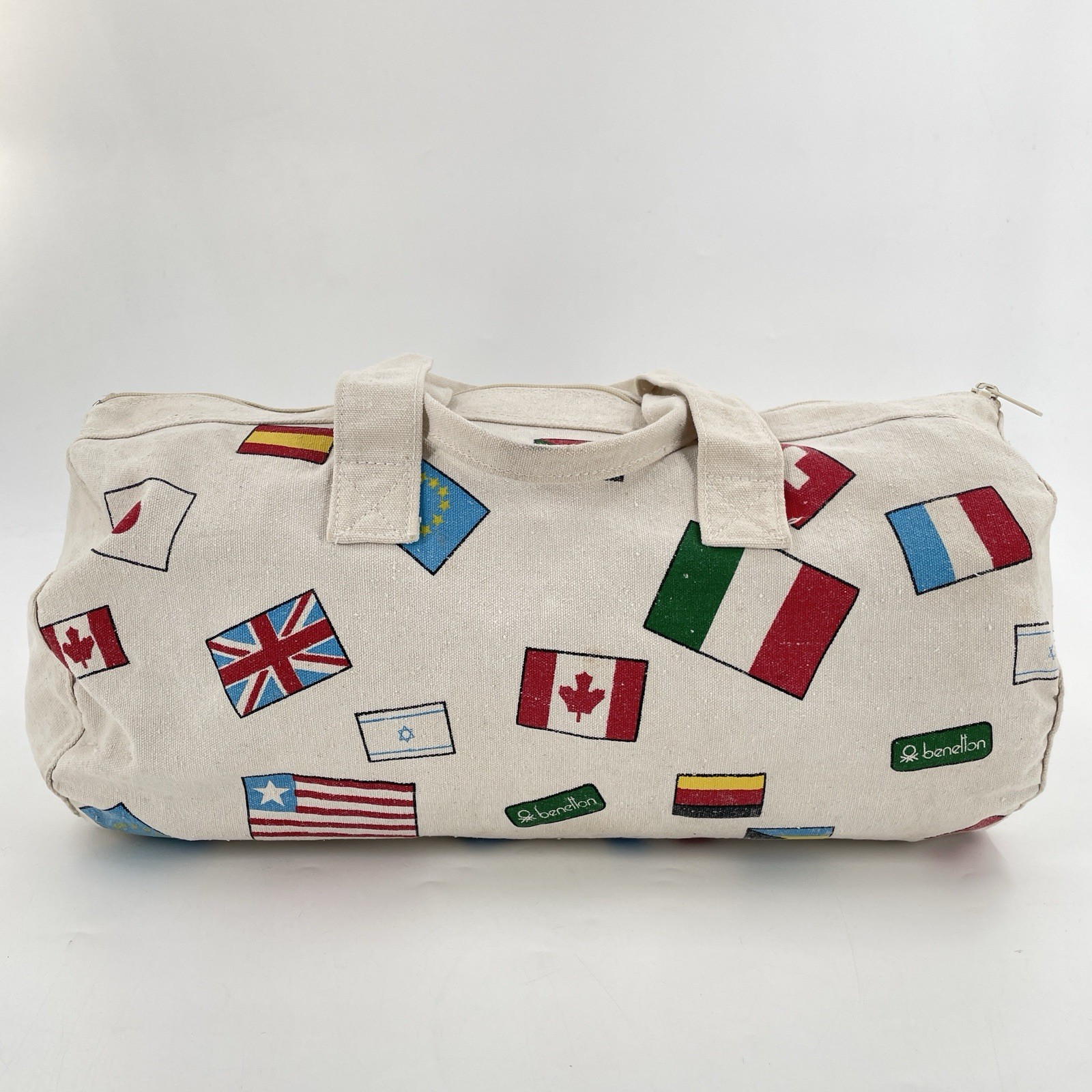 Rare Vintage 80s Benetton Olympic Global Country Flag Print Small Duffle Bag