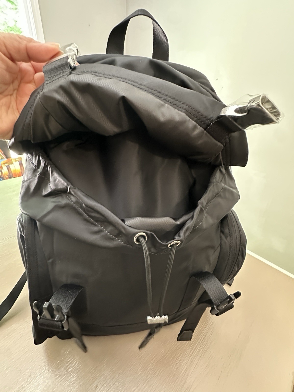 Calvin Klein Black Nylon Flap Backpack Laptop Sleeve Travel School Bag NWT
