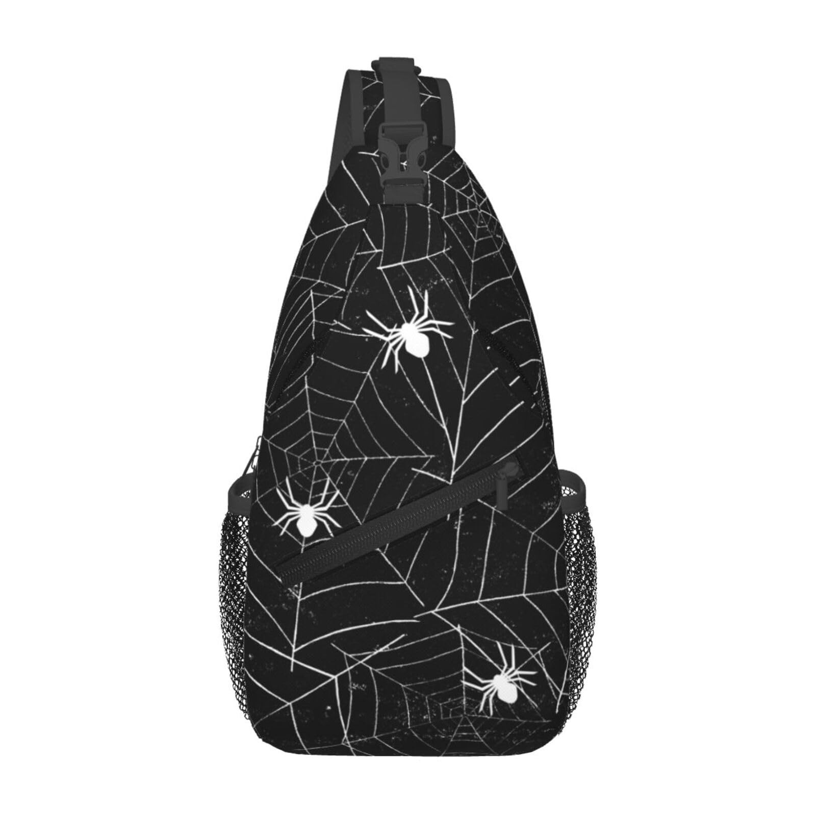 Spider Web Sling Bag Womens Mens Seamless Black White Grunge Crossbody Chest