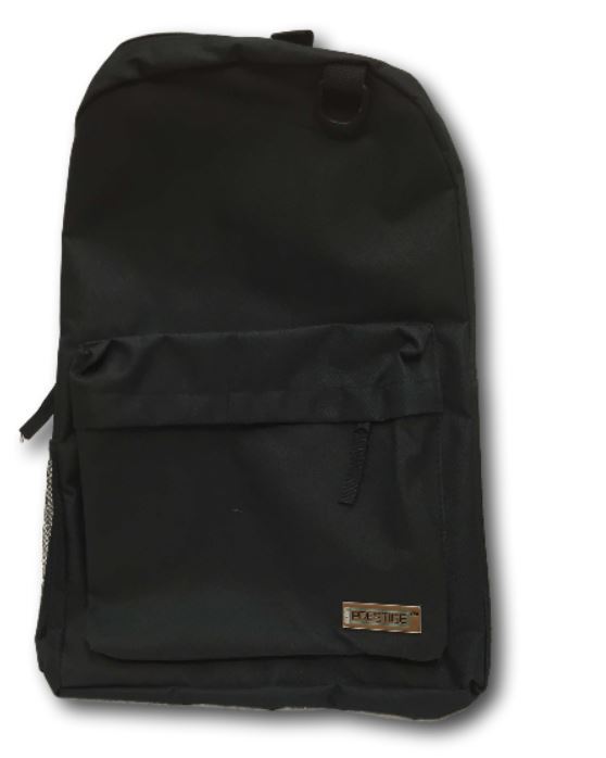 Black Backpack Tote Bag Prestige Zipper & Water Bottle Pocket Padded Straps NOS