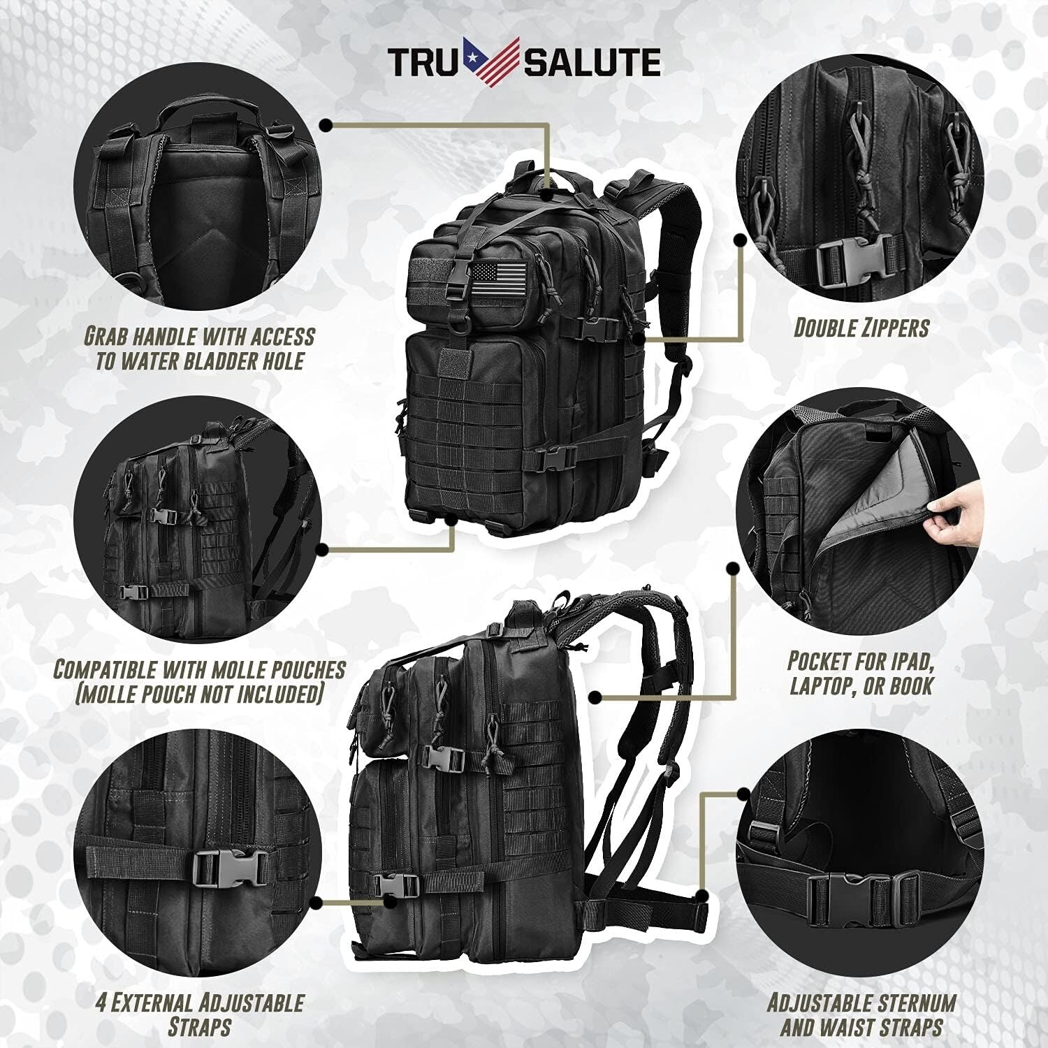 Military Tactical Backpack Large Army 3 Day Assault Pack Men Bugout Bag Rucksack