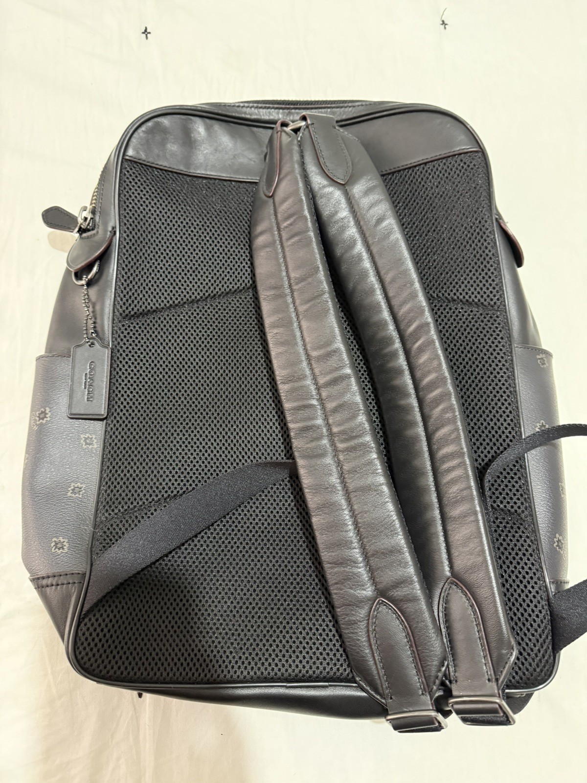 coach mens black leather backpack